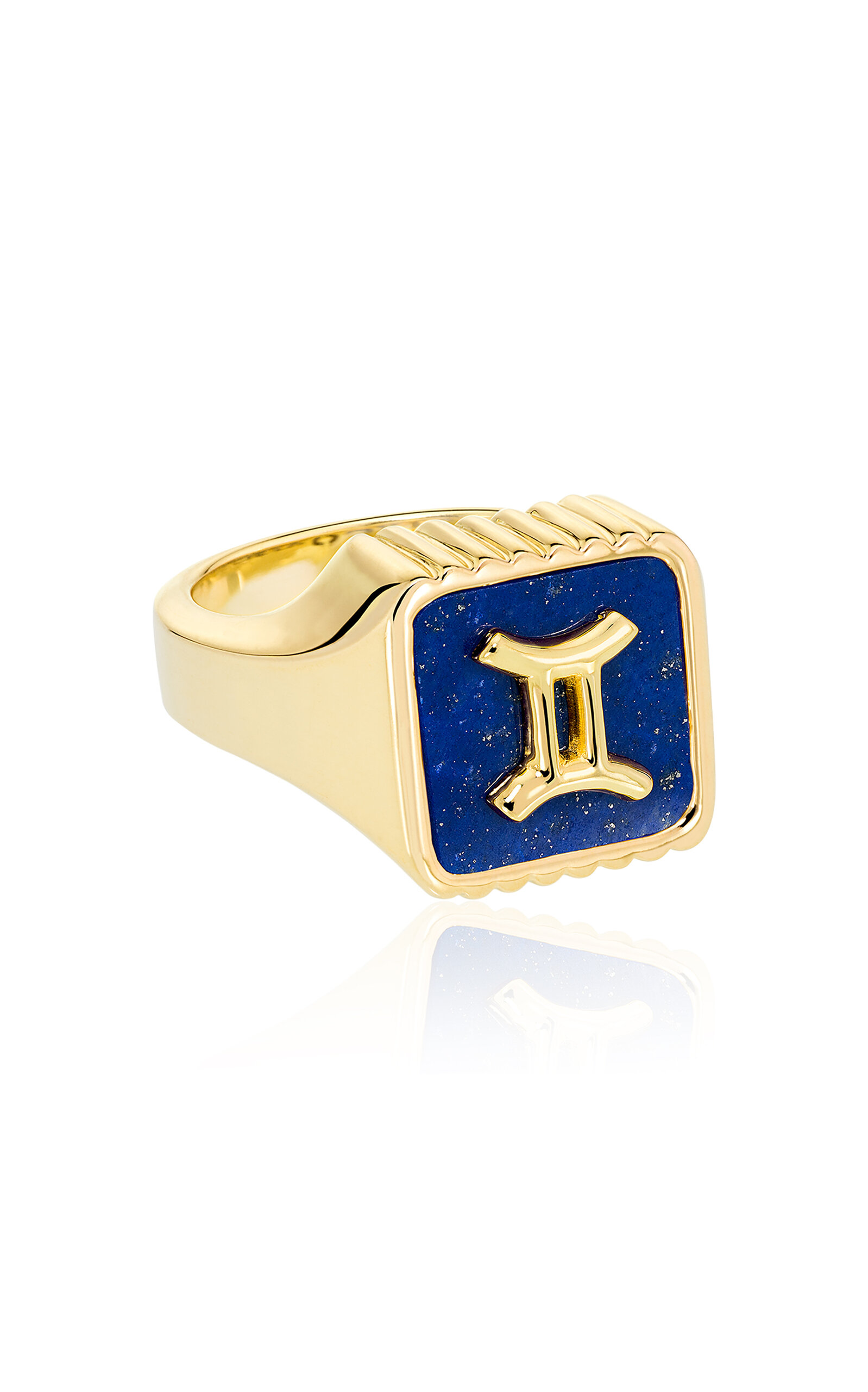 Sauer 18k Yellow Gold Gemini Ring With Lapis Lazuli In Blue