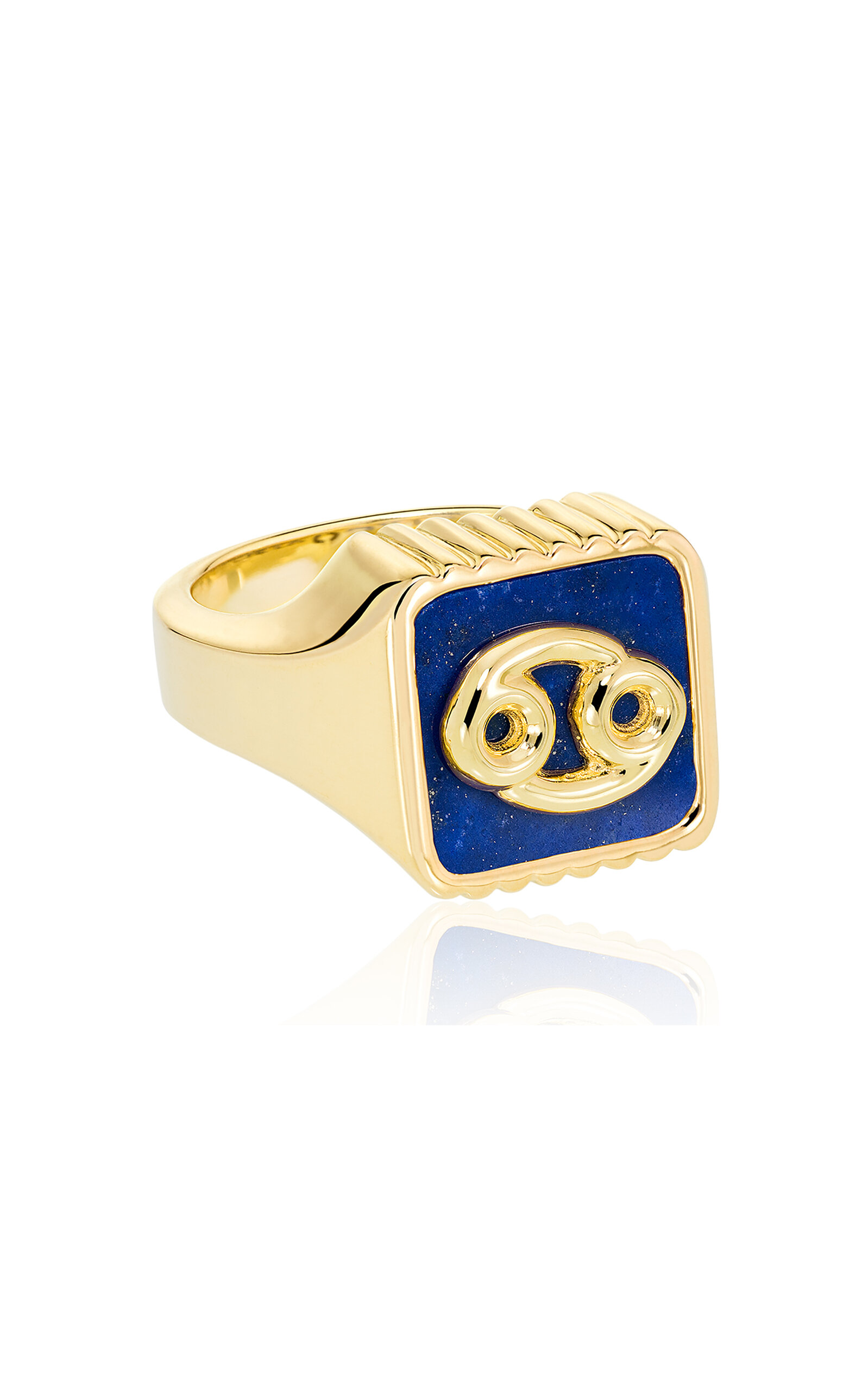 Sauer 18k Yellow Gold Cancer Ring With Lapis Lazuli In Blue