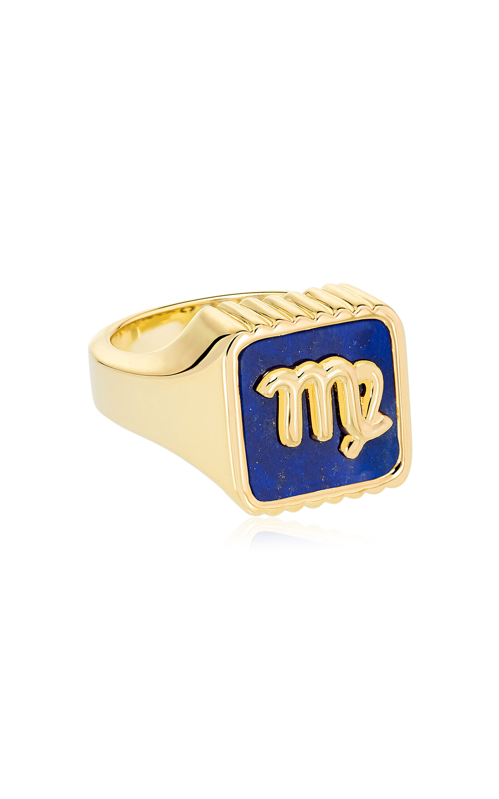 Sauer 18k Yellow Gold Virgo Ring With Lapis Lazuli In Blue