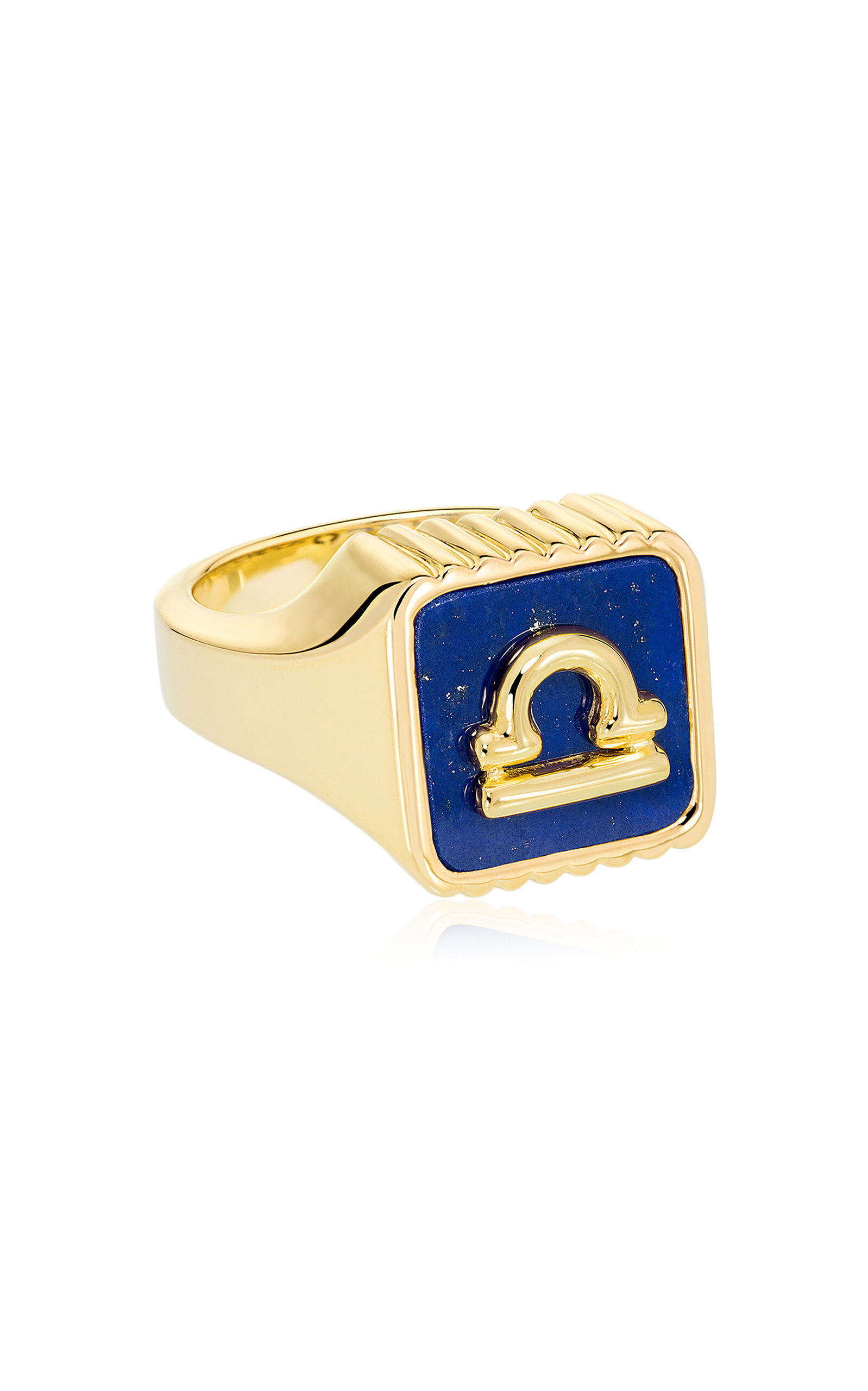 Sauer 18k Yellow Gold Libra Ring With Lapis Lazuli In Blue