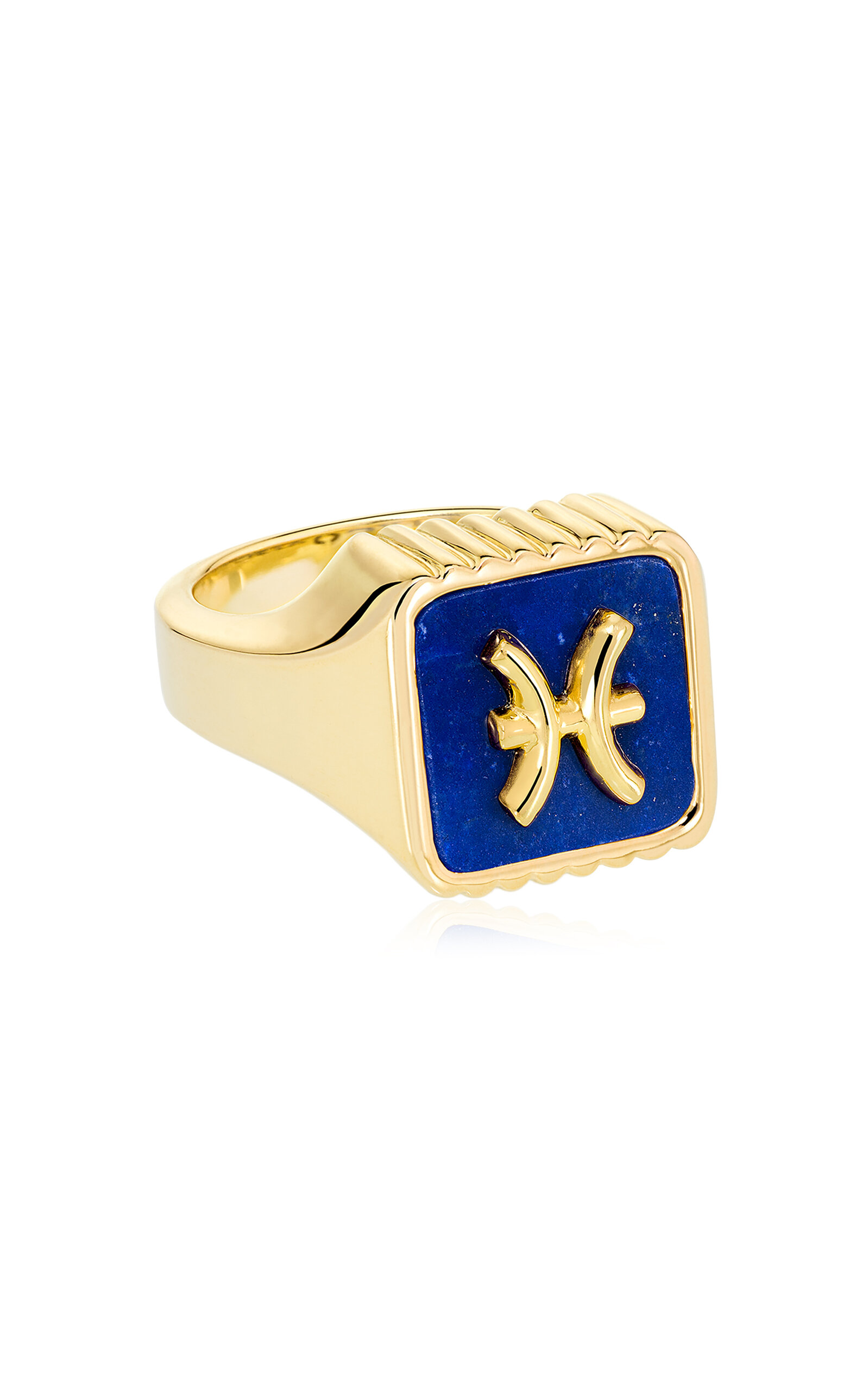 Sauer 18k Yellow Gold Pisces Ring With Lapis Lazuli In Blue