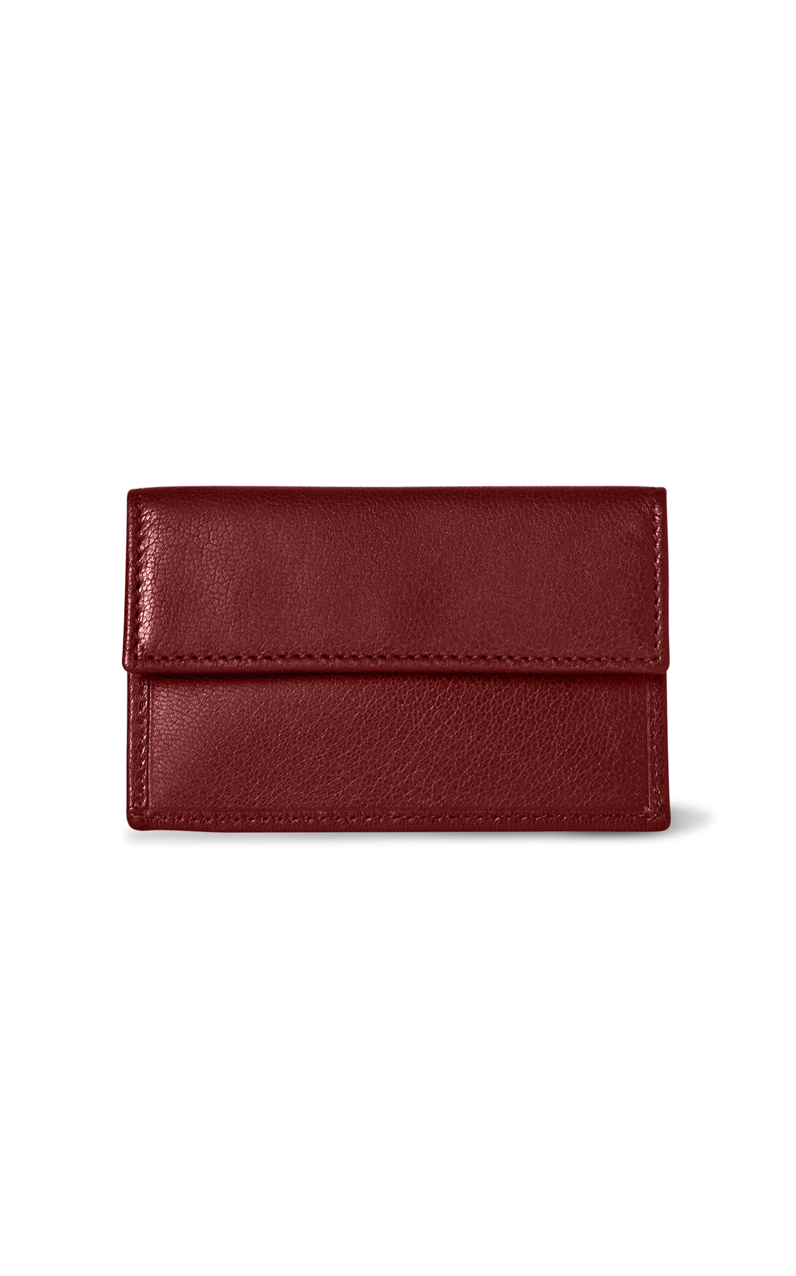 The Row Two Leather Card Case In Burgundy