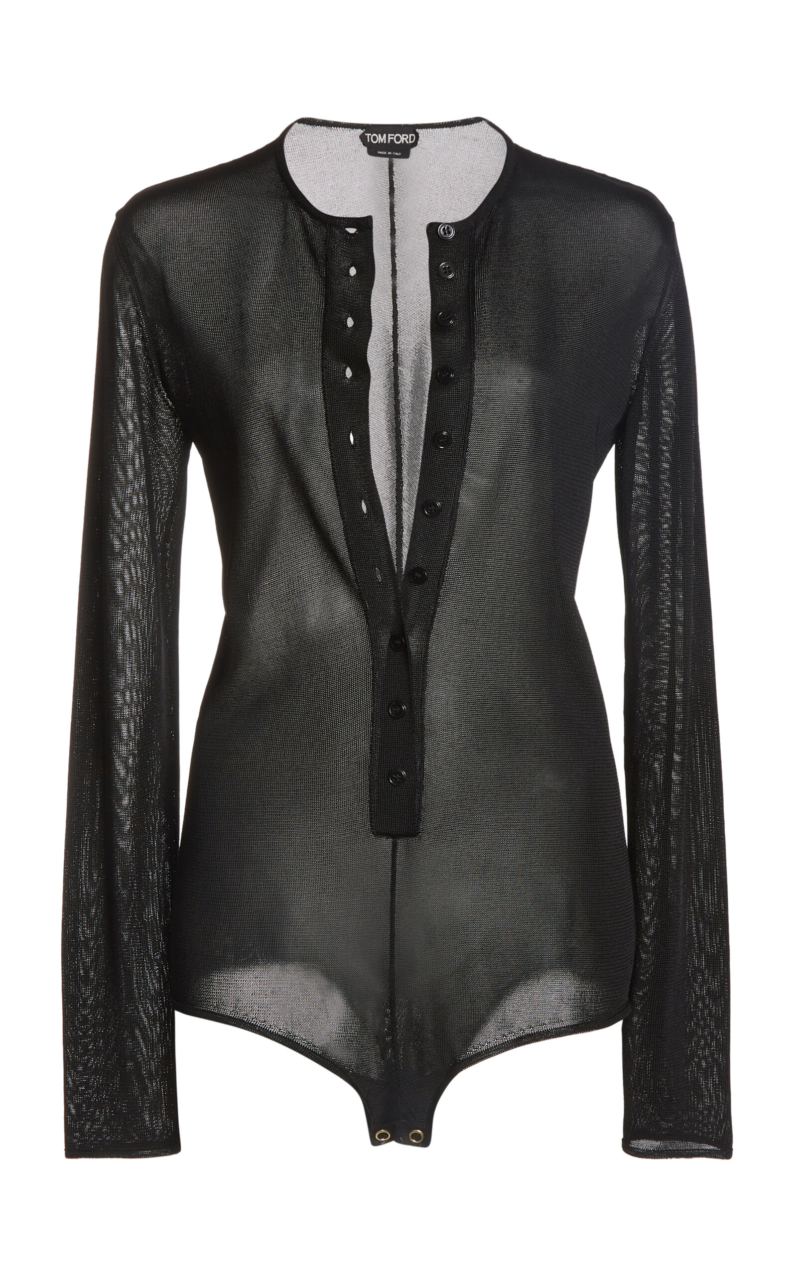 Tom Ford Button-front Jersey Bodysuit In Black