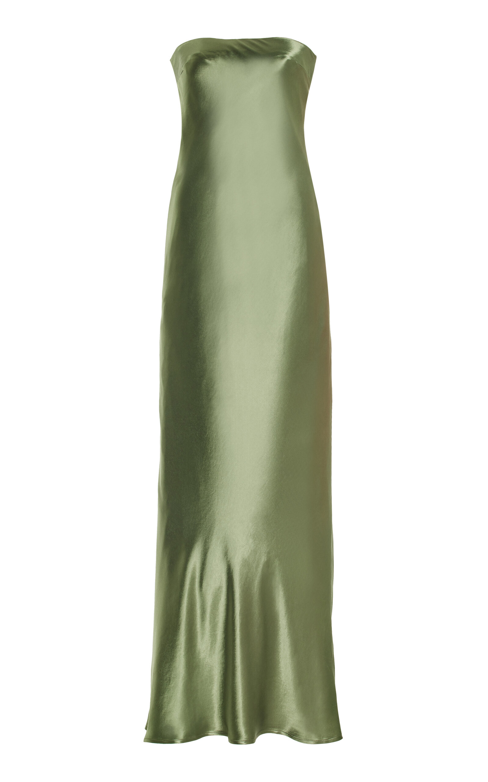 Tie-Back Satin Strapless Maxi Slip Dress