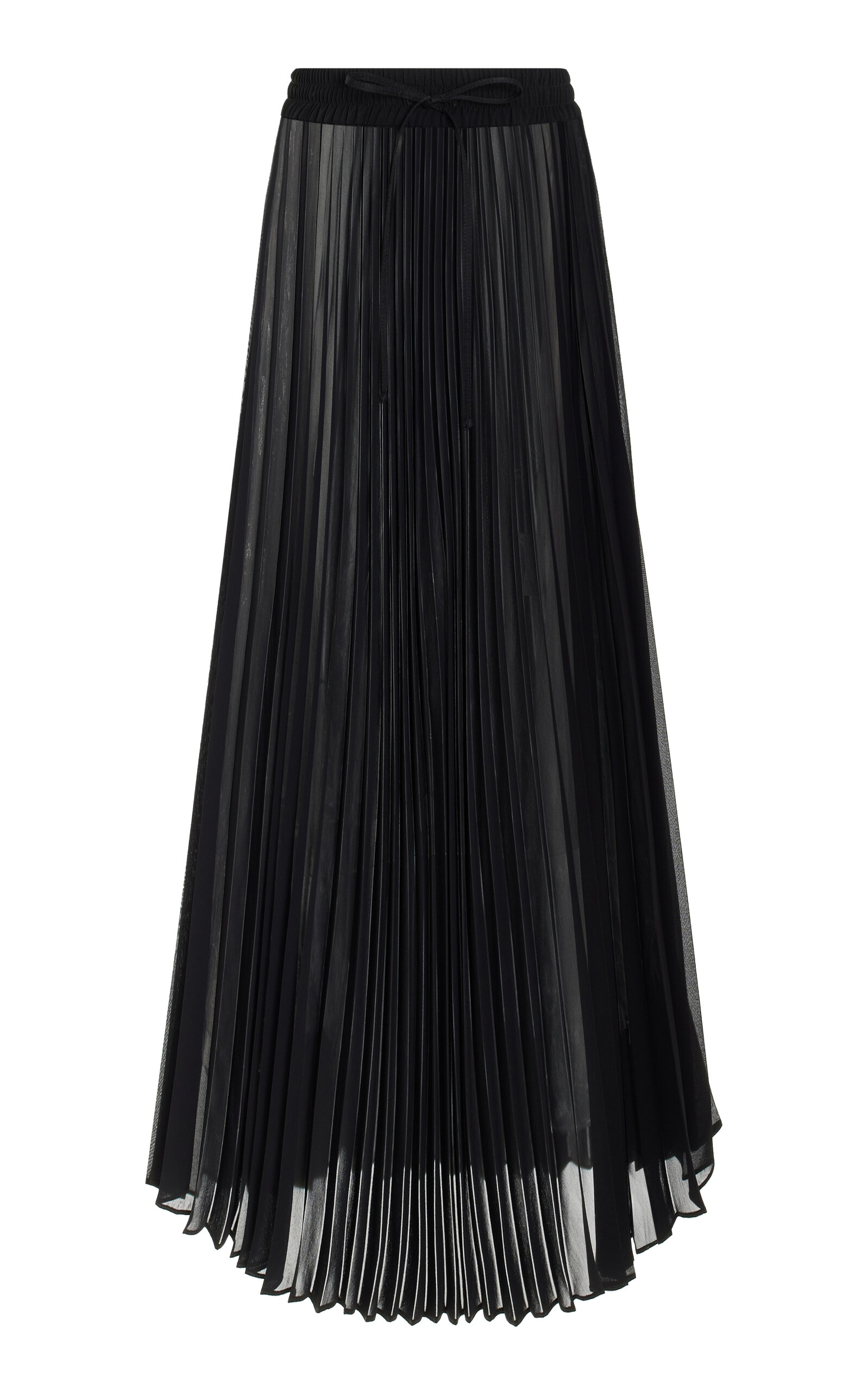 Shop Peter Do Pleated Chiffon Midi Skirt In Black