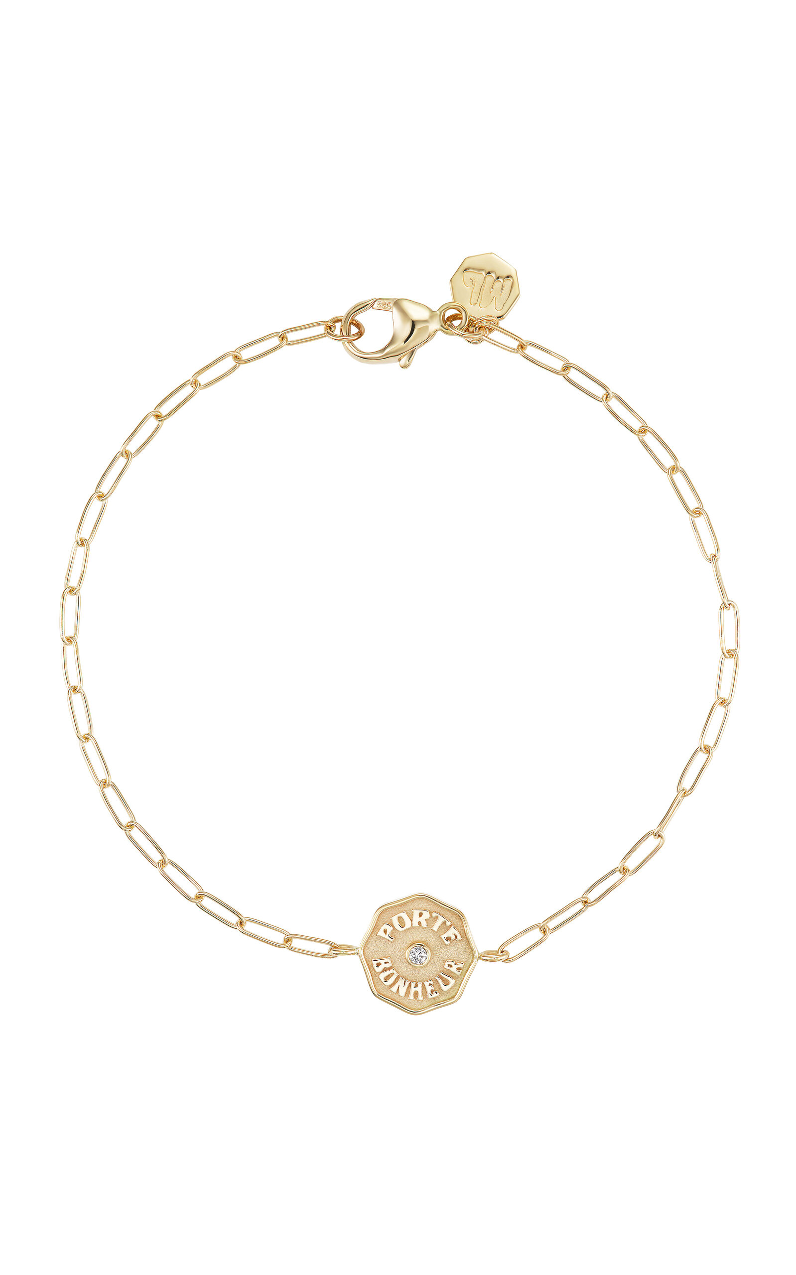 Marlo Laz Wee Porte Bonheur 14k Yellow Gold Diamond Bracelet