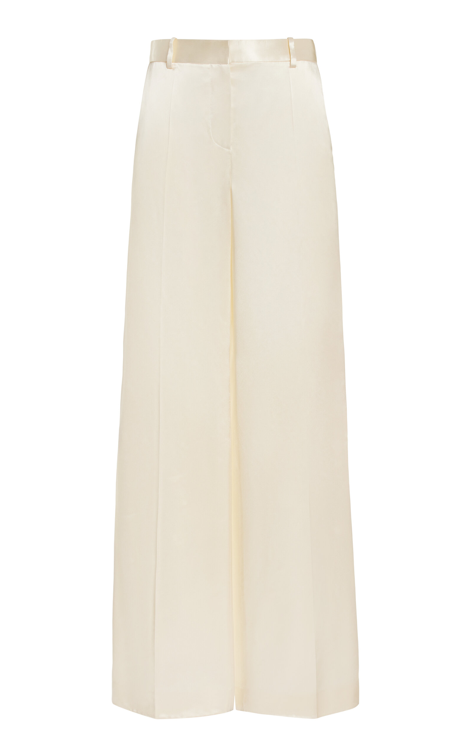 The Row Encore Pleated Silk Wide-leg Pants In Neutral