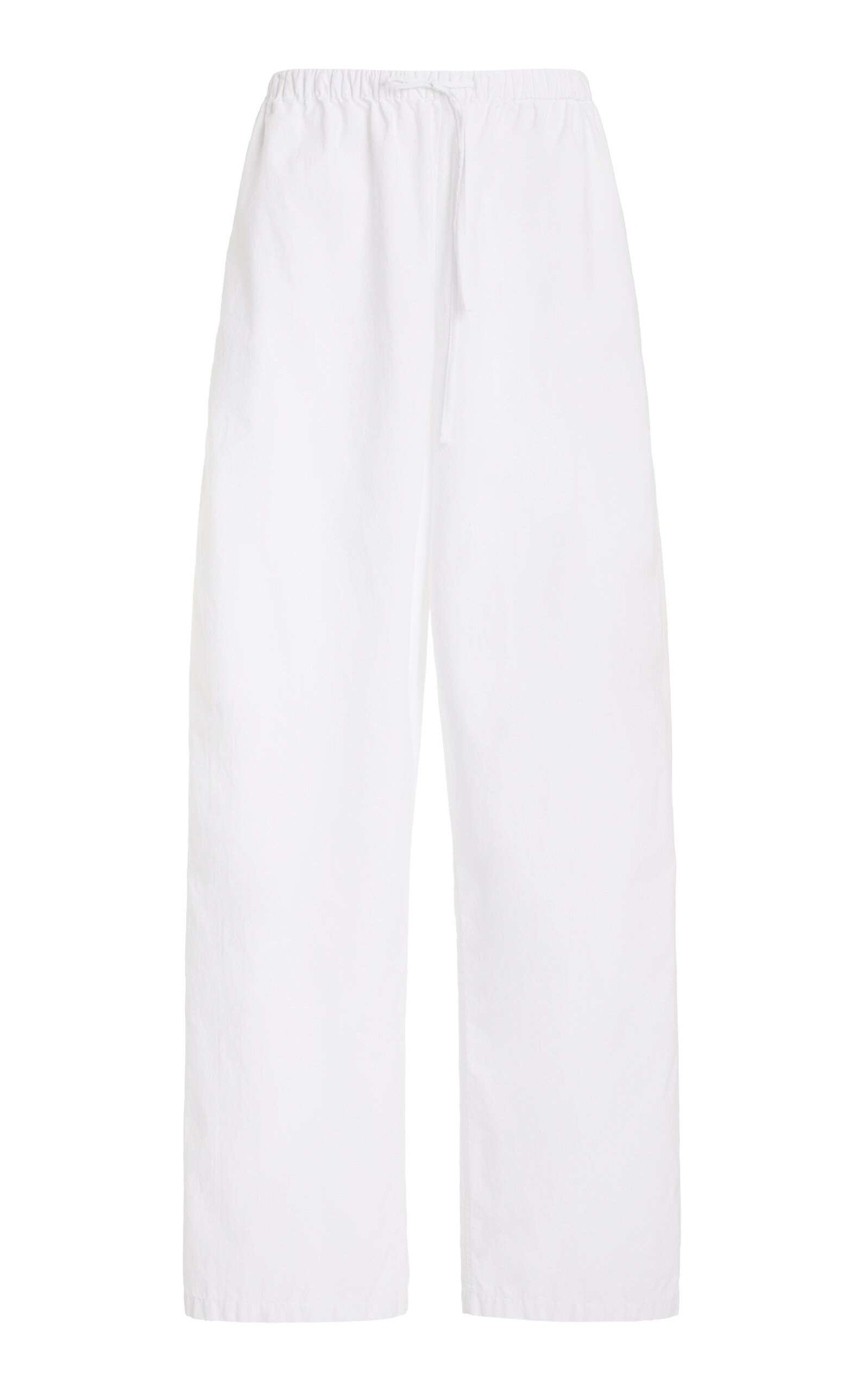 Shop The Row Hubert Drawstring Cotton Poplin Wide-leg Pants In White