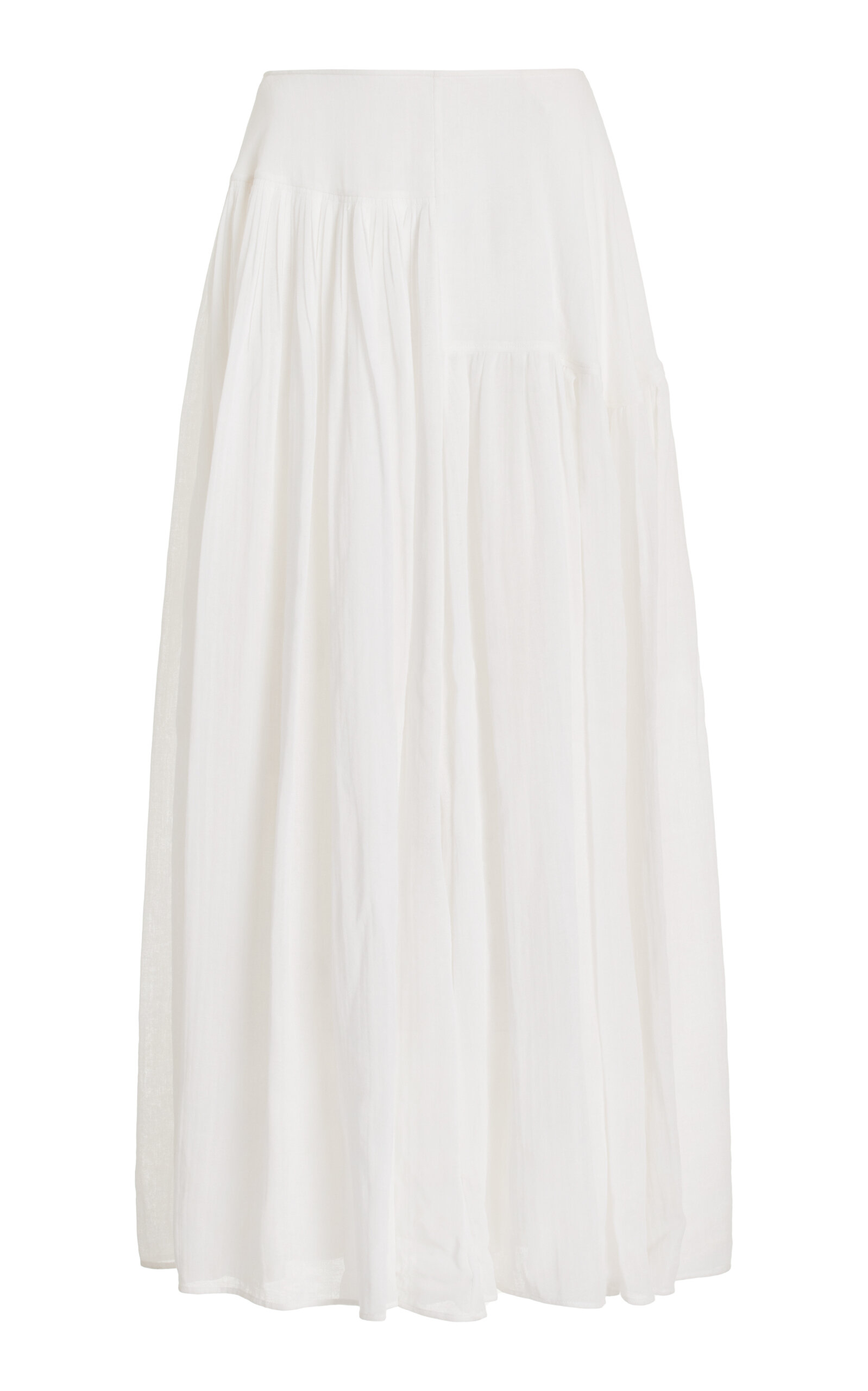 Shop The Row Femke Pleated Cotton-silk Maxi Skirt In Ivory