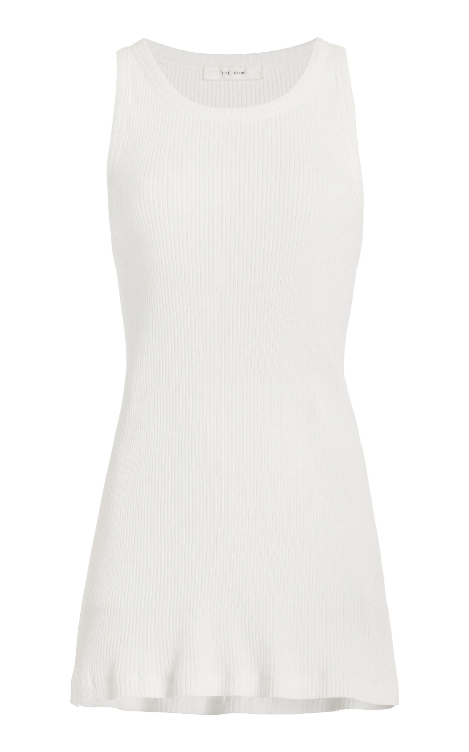 Shop The Row Misty Long Ribbed-knit Cotton Tank Top In White