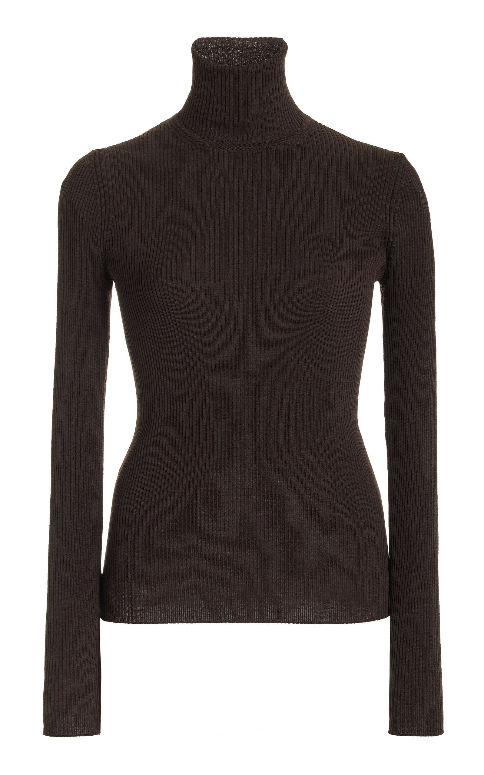 Twp Ribbed Knit Turtleneck Top In Black