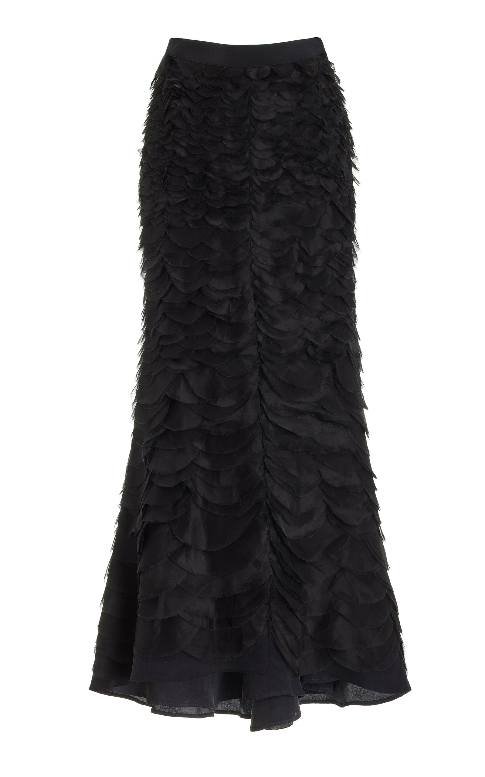 Twp Everlasting Love Ruffled Silk Organza Maxi Skirt In Black