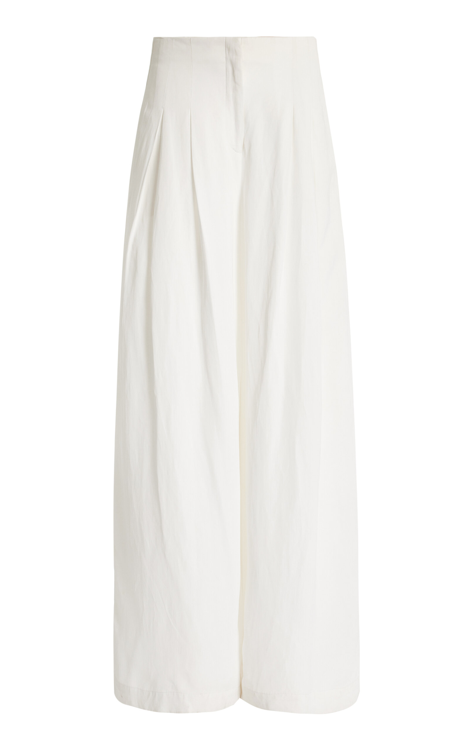 Twp Drew Pleated Linen Wide-leg Pants In White