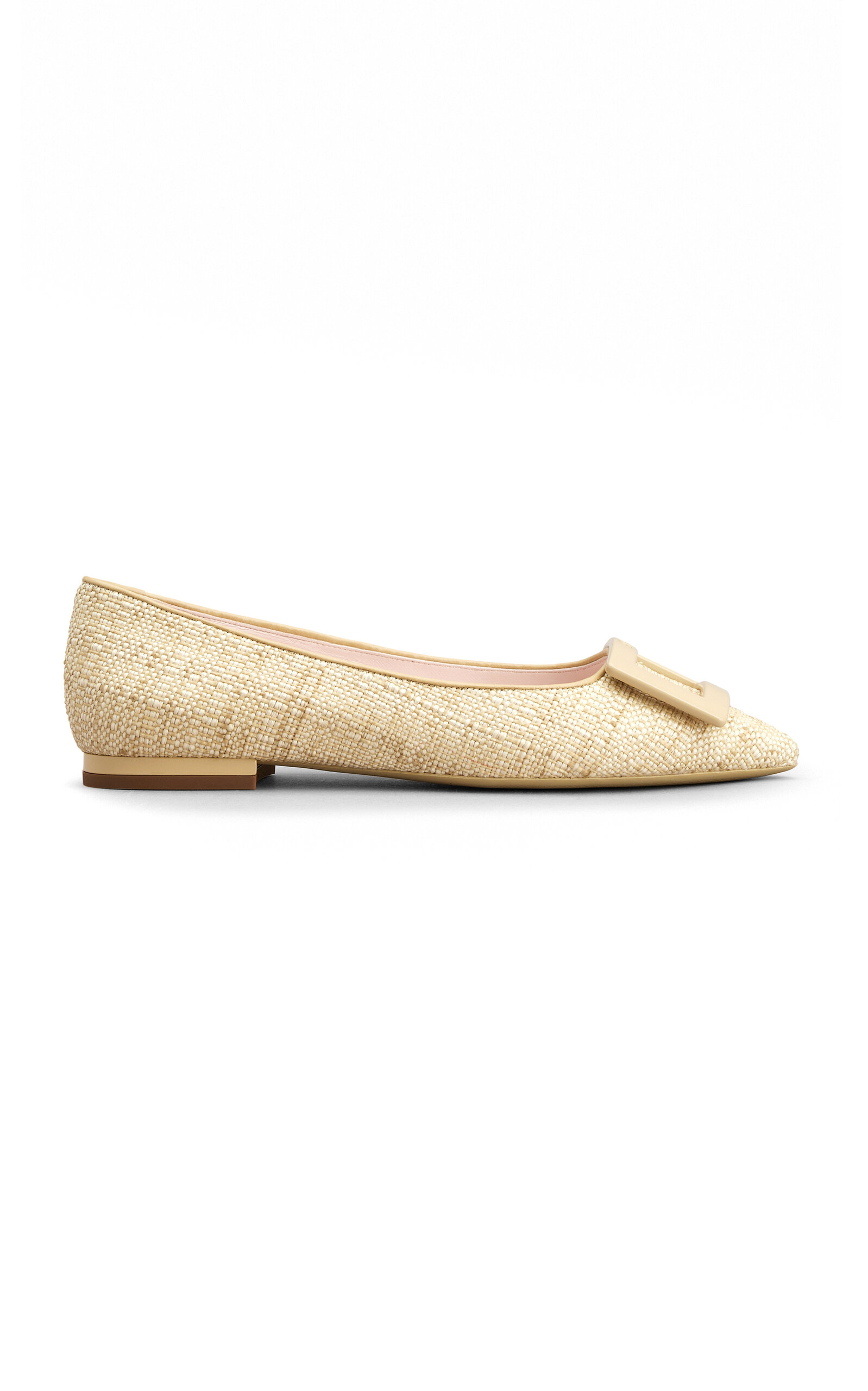 Shop Roger Vivier Gommettine Woven Piping Flats In Tan