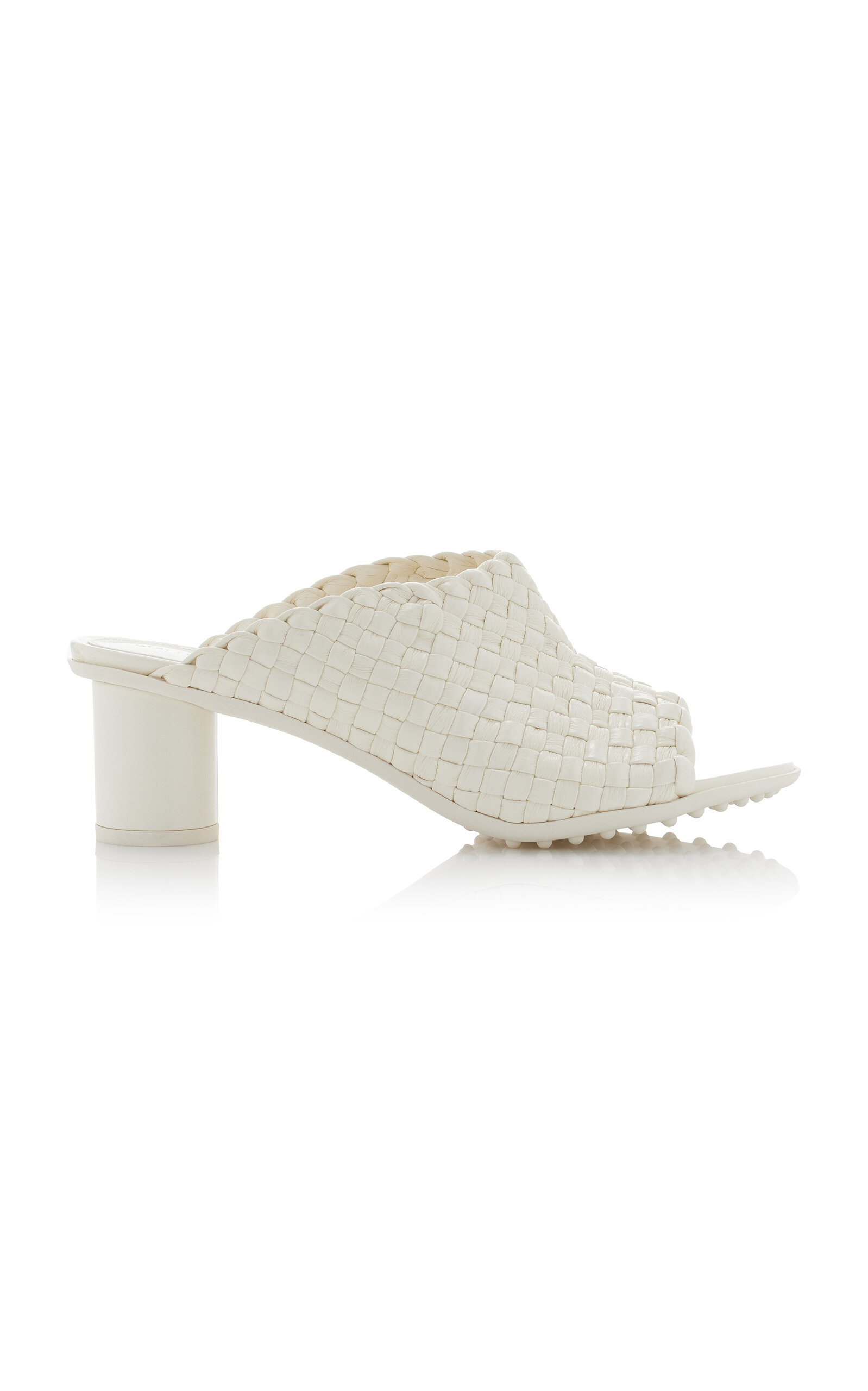 Shop Bottega Veneta Atomic Intrecciato Leather Mules In White