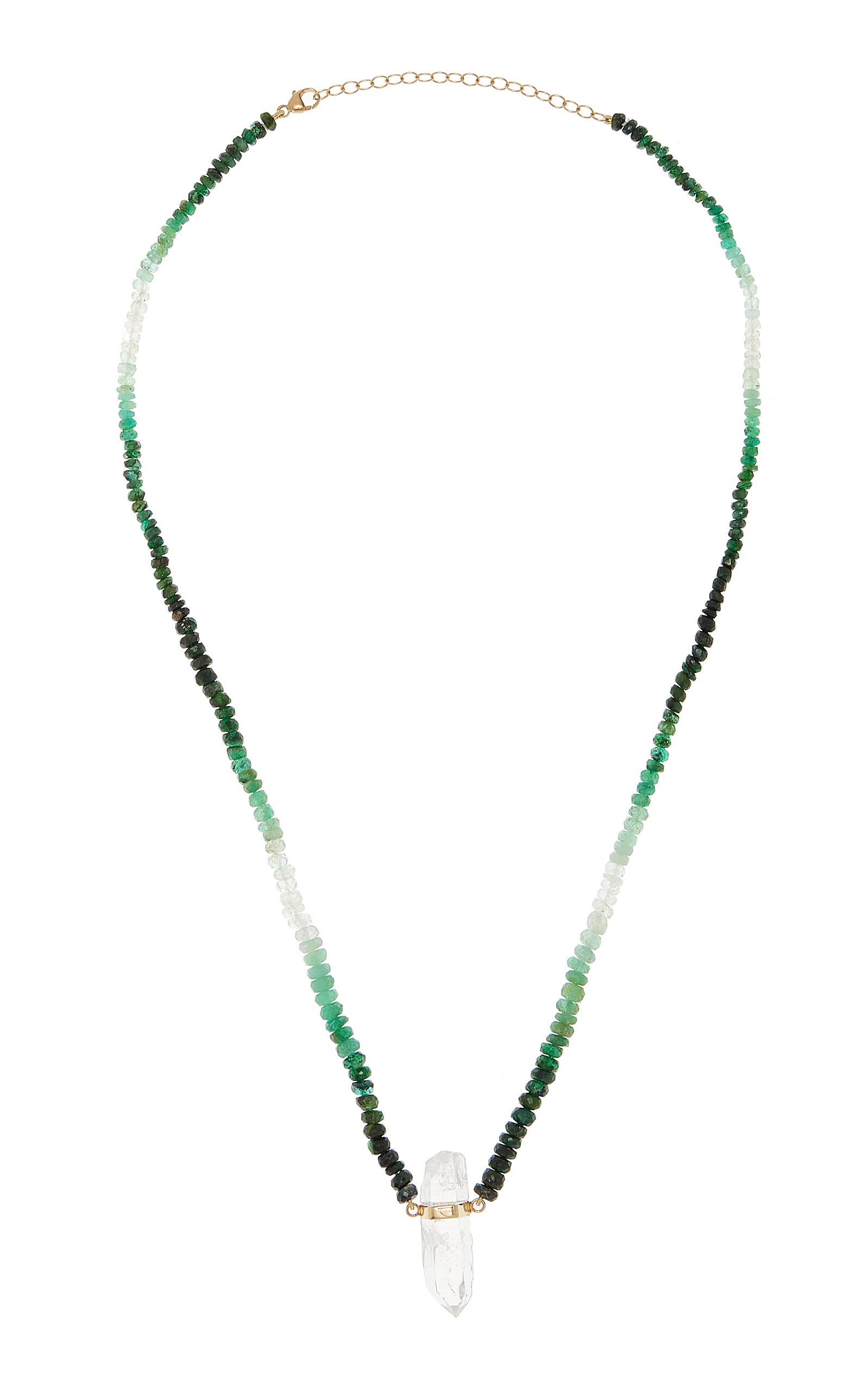 Jia Jia 14k Yellow Gold Emerald; Crystal Necklace In Green