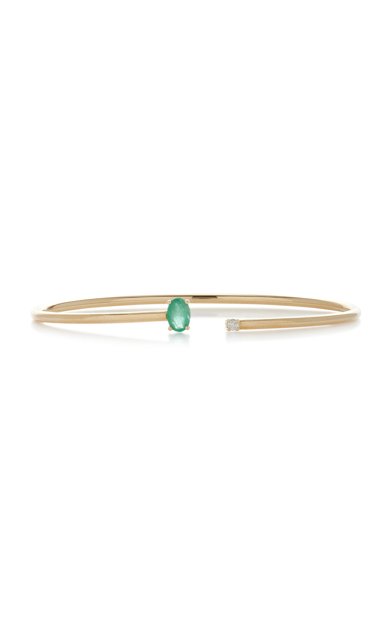 Jia Jia 14k Yellow Gold Emerald; Diamond Cuff In Green