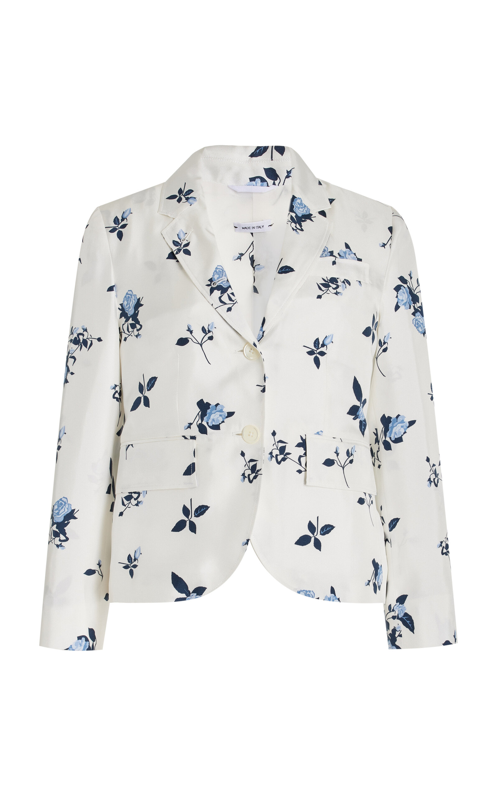 Shop Thom Browne Floral Silk Blazer In White