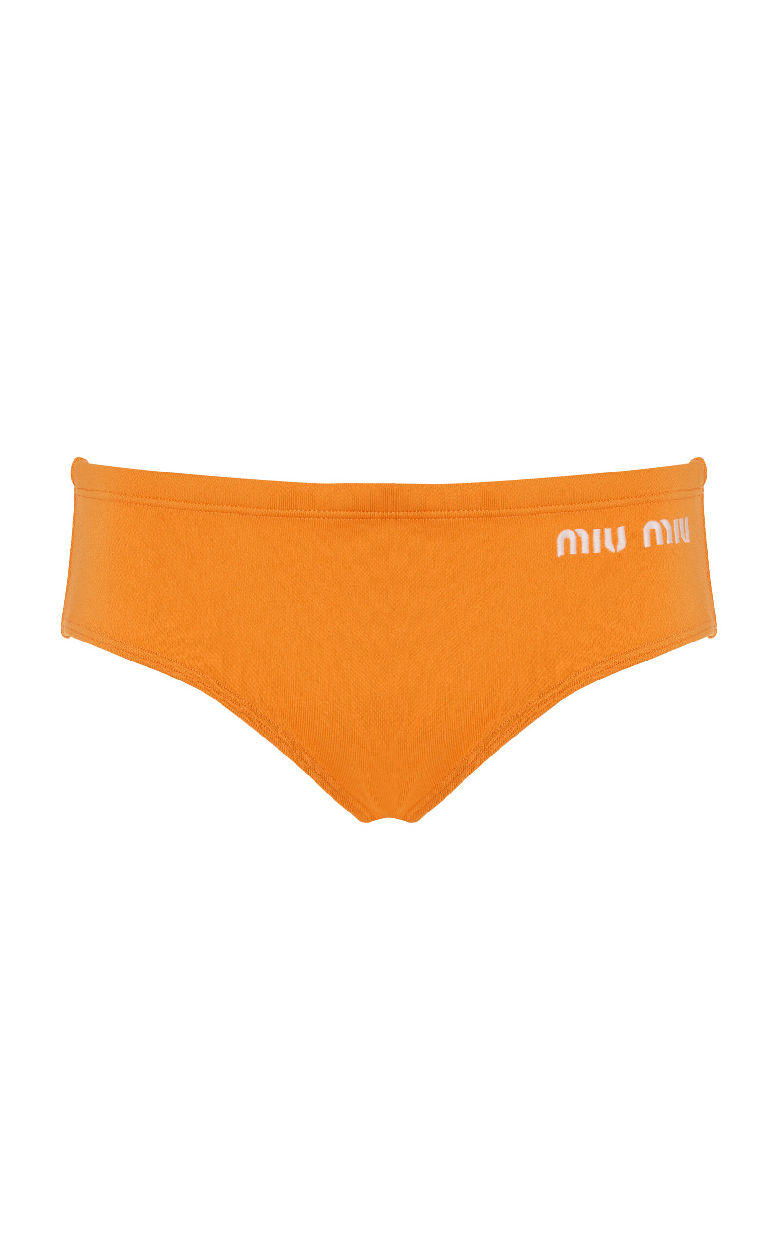 Miu Miu Logo-knit Nylon Trouseries In Orange