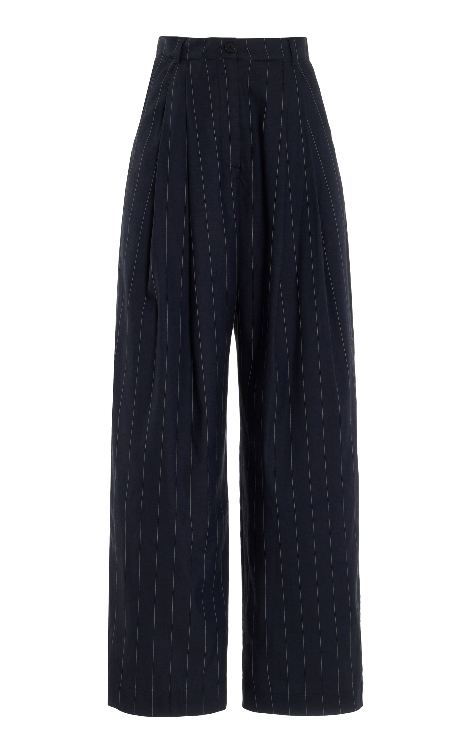 Piper Pleated Pinstriped Wide-Leg Trousers