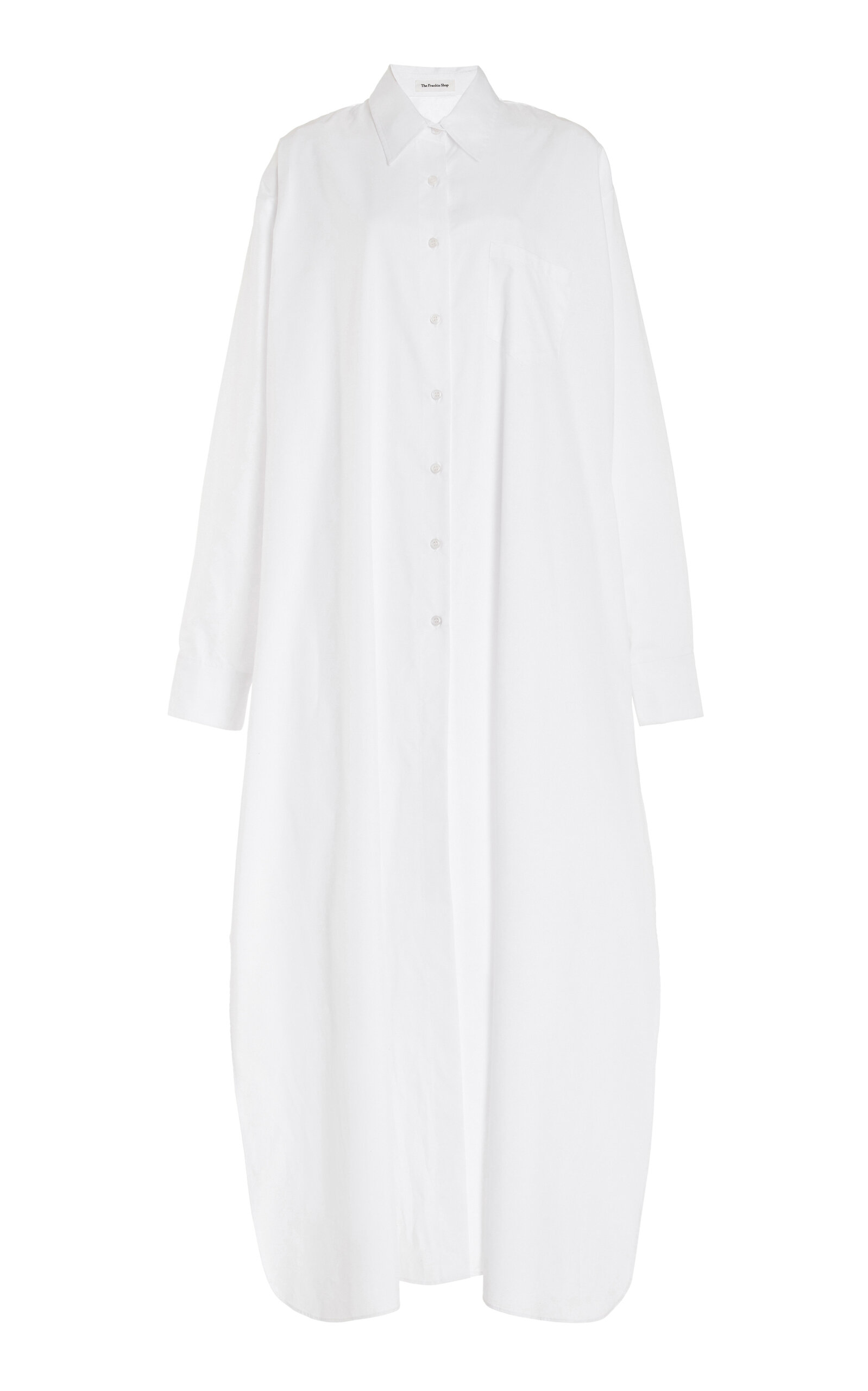 Shop The Frankie Shop Avery Oversized Cotton-blend Maxi Shirt Dress In White