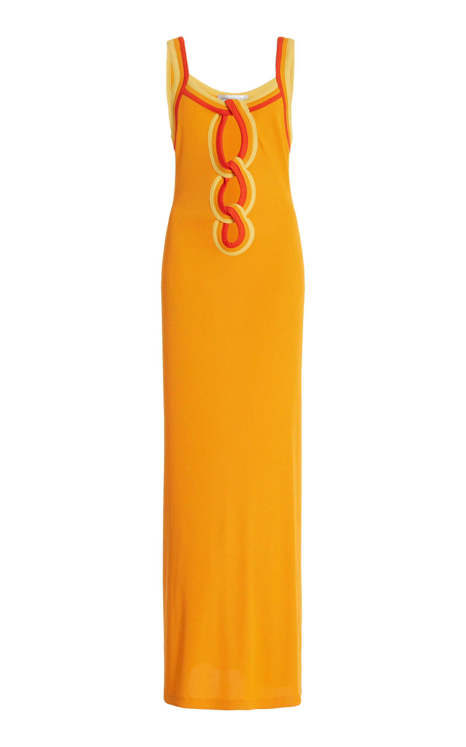 Shop Christopher Esber Exclusive Verner Ribbed-jersey Maxi Dress In Orange