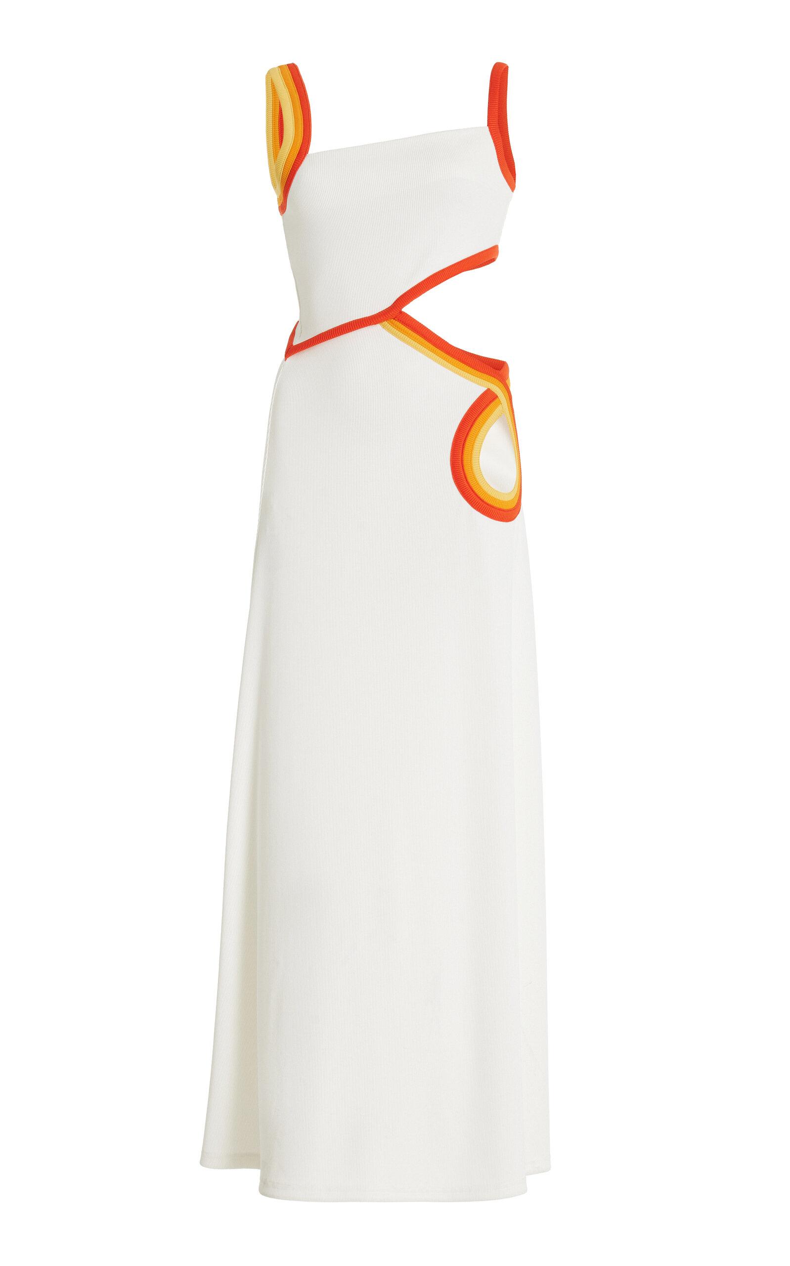 Shop Christopher Esber Exclusive Verner Cutout Ribbed-jersey Maxi Dress In White