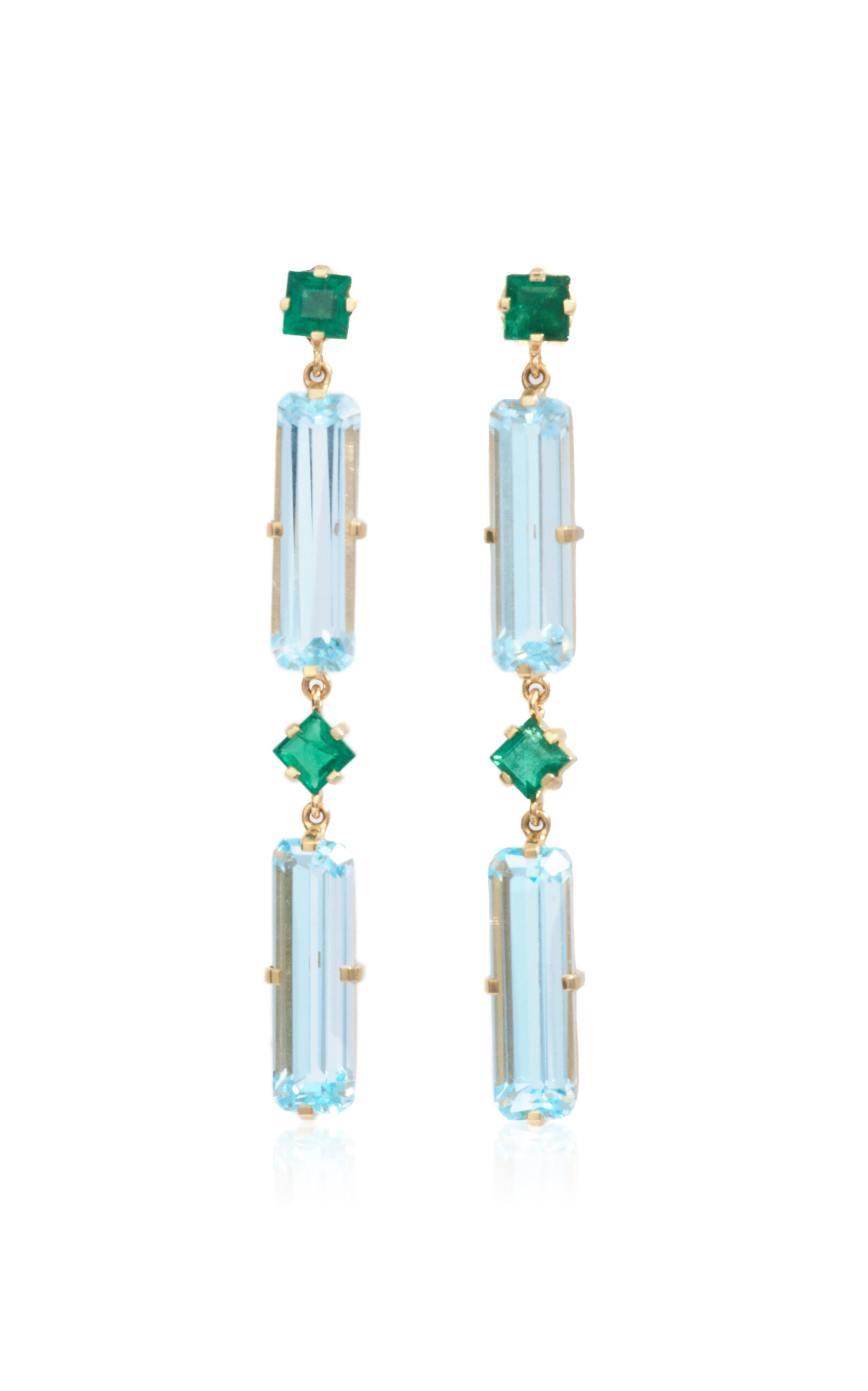 Yi Collection 18k Yellow Gold Emerald; Blue Topaz Earrings