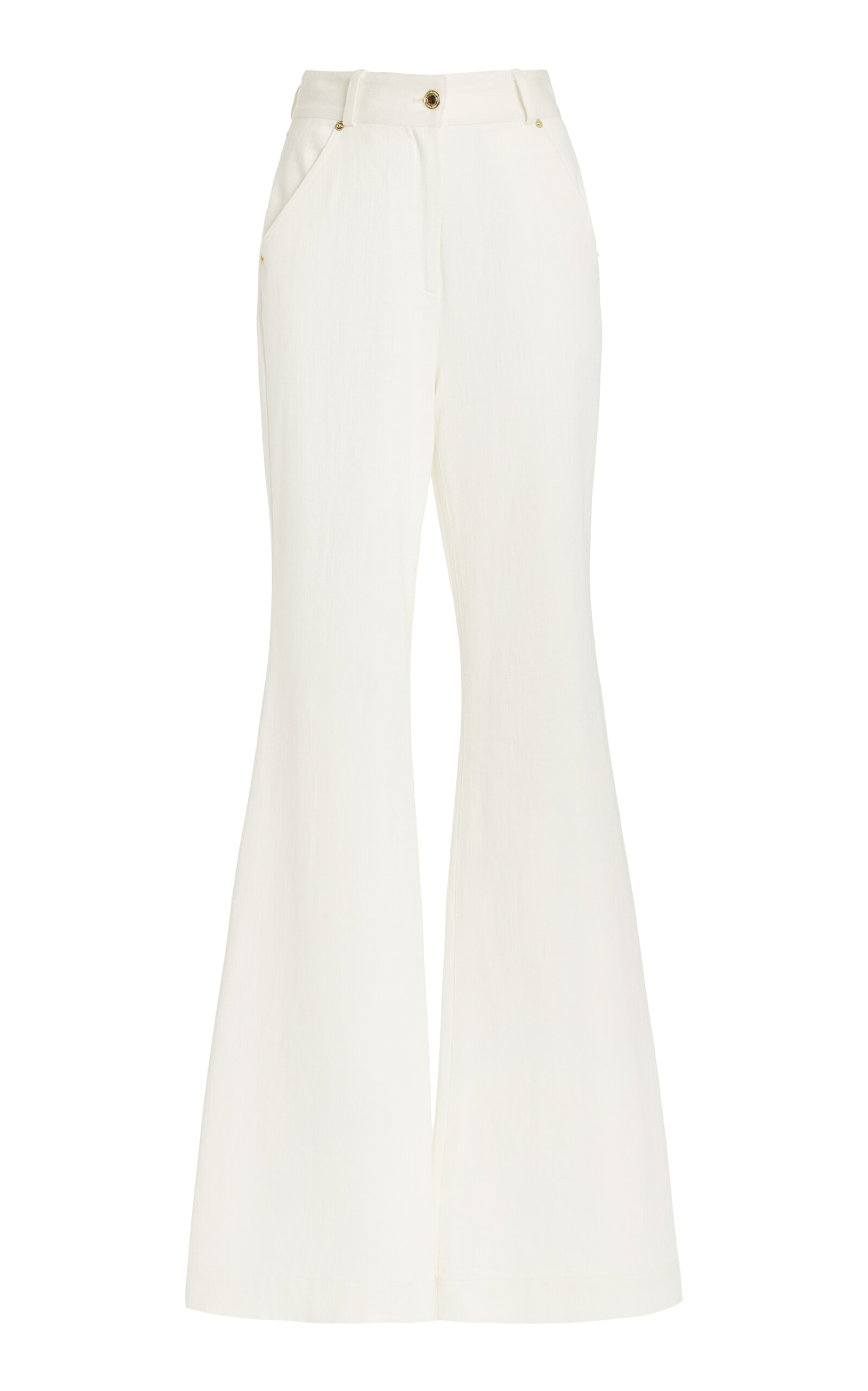 Sergio Hudson High-rise Cotton Wide-leg Trousers In Ivory