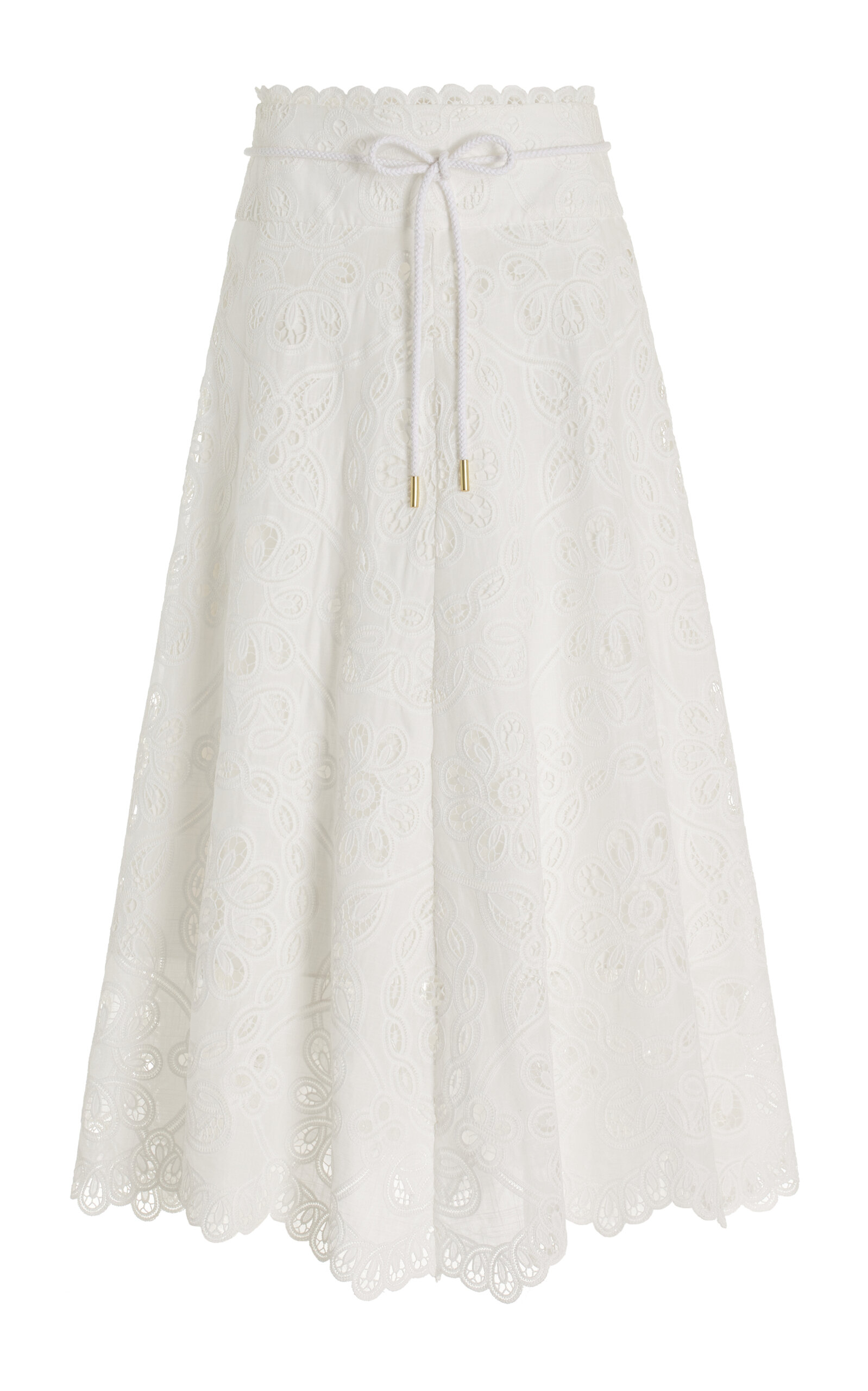 Ottie Flared Embroidered Cotton Maxi Skirt