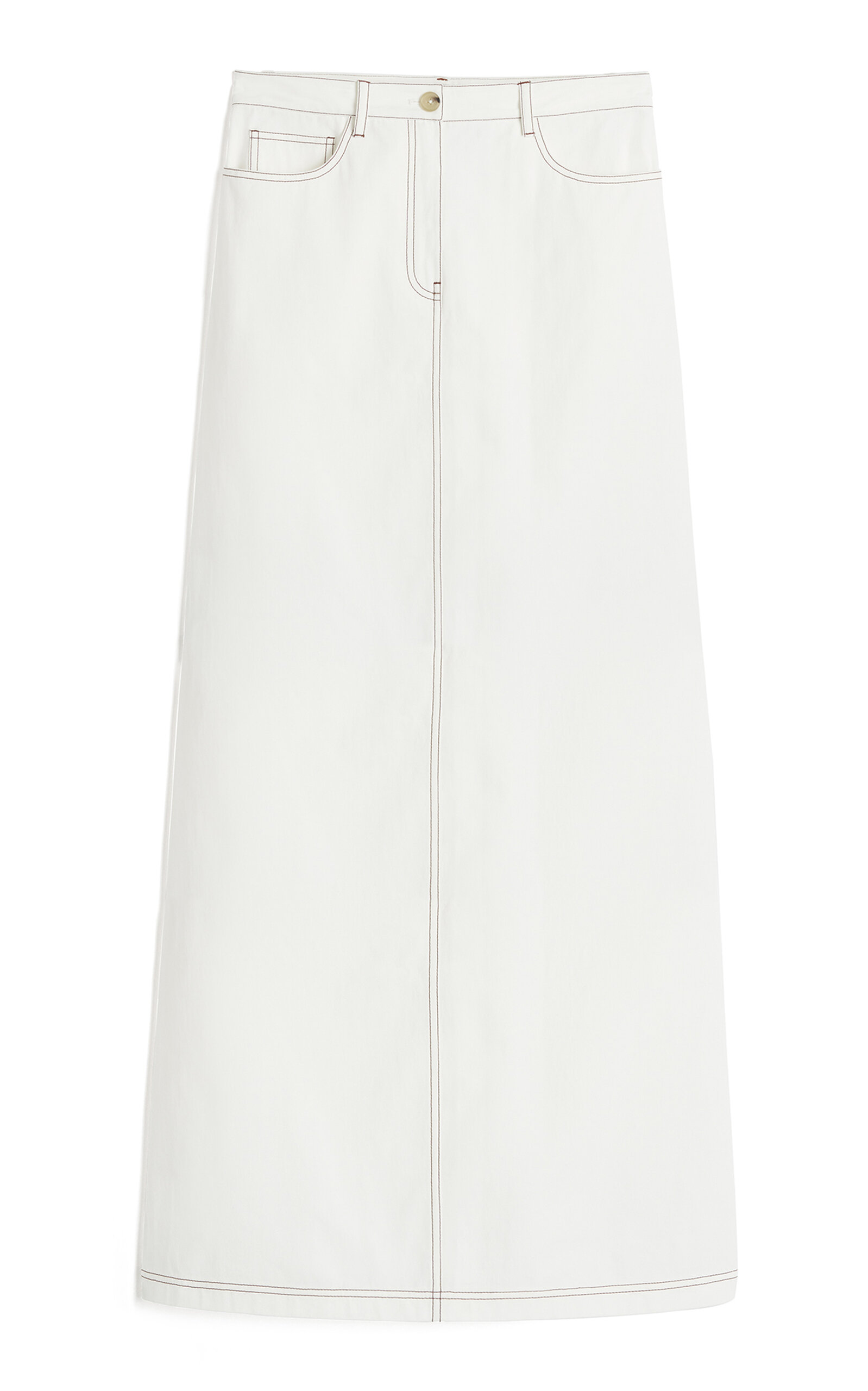 Shop Totême Tumbled Cotton Midi Skirt In White