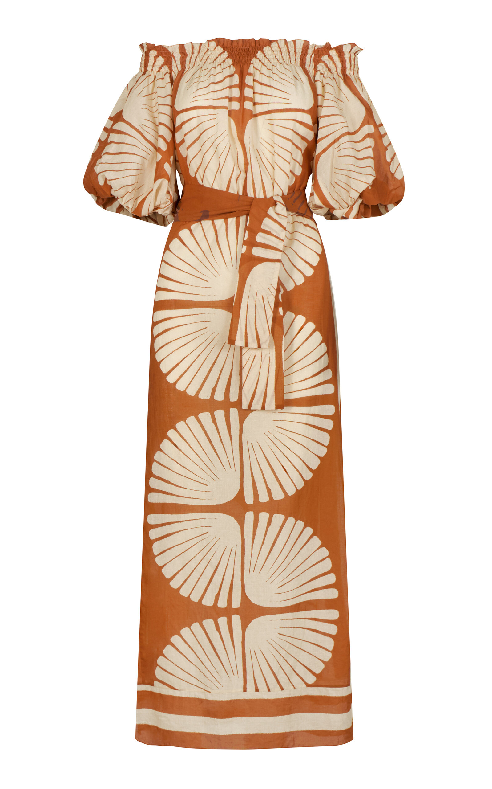 Johanna Ortiz Amazonia Peruana Off-the-shoulder Cotton Maxi Dress In Print