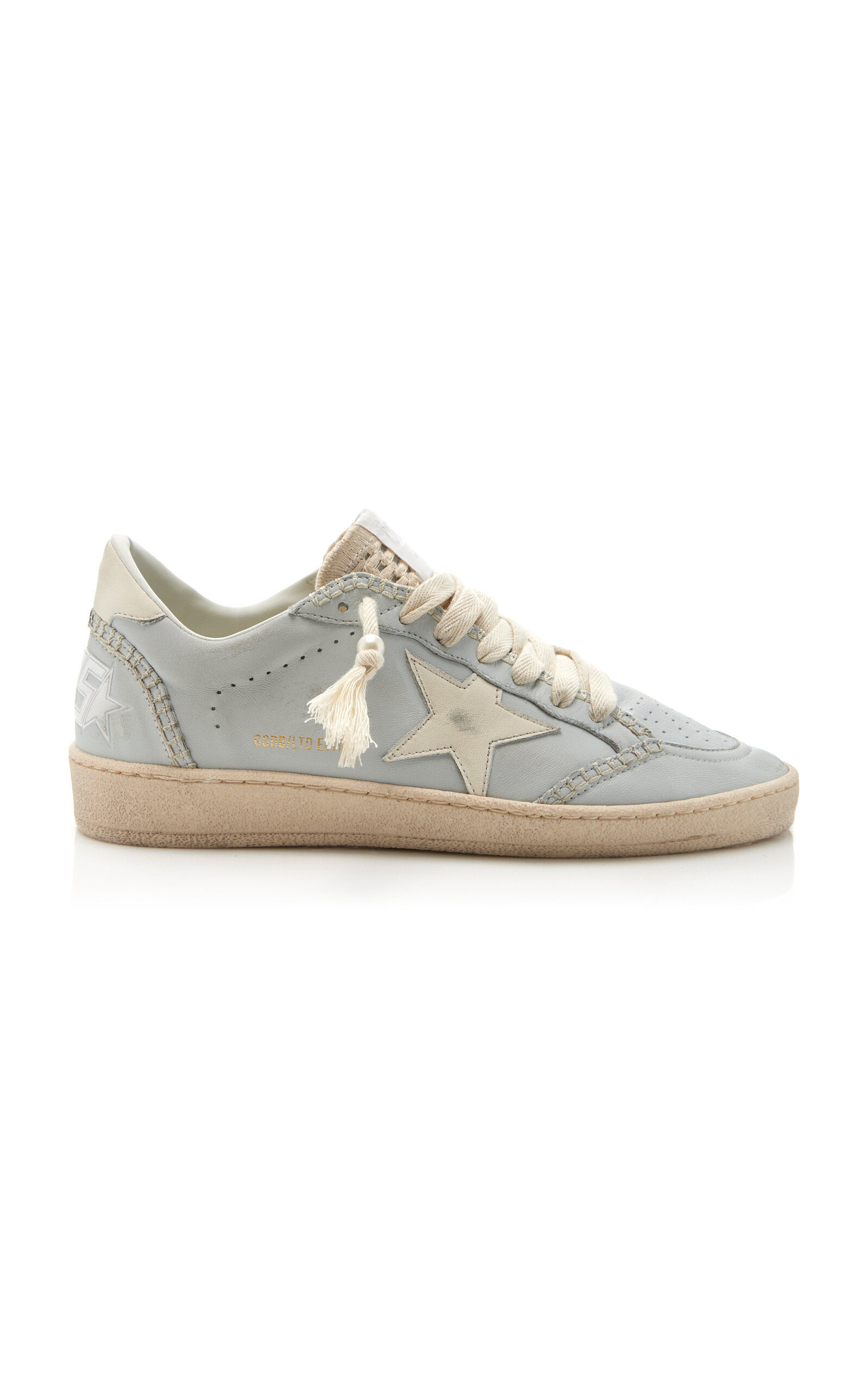 Shop Golden Goose Ball Star Macrame-detailed Leather Sneakers In White