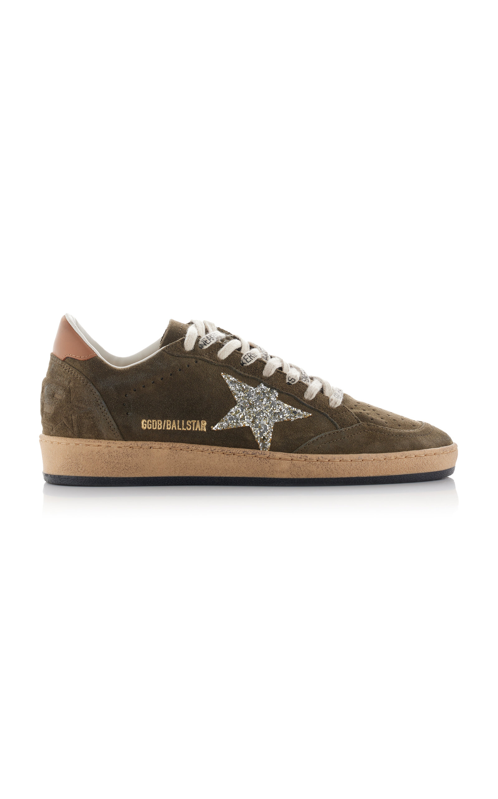 Shop Golden Goose Ball-star Suede Sneakers In Olive