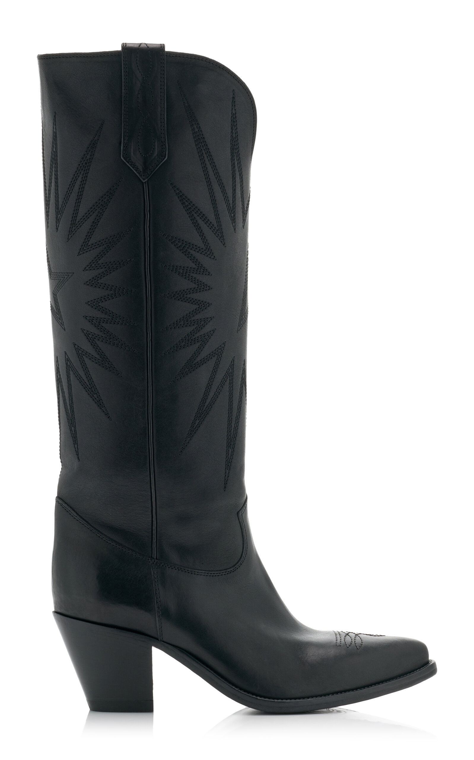 Shop Golden Goose Wish Star Francesca Leather Western Boots In Black