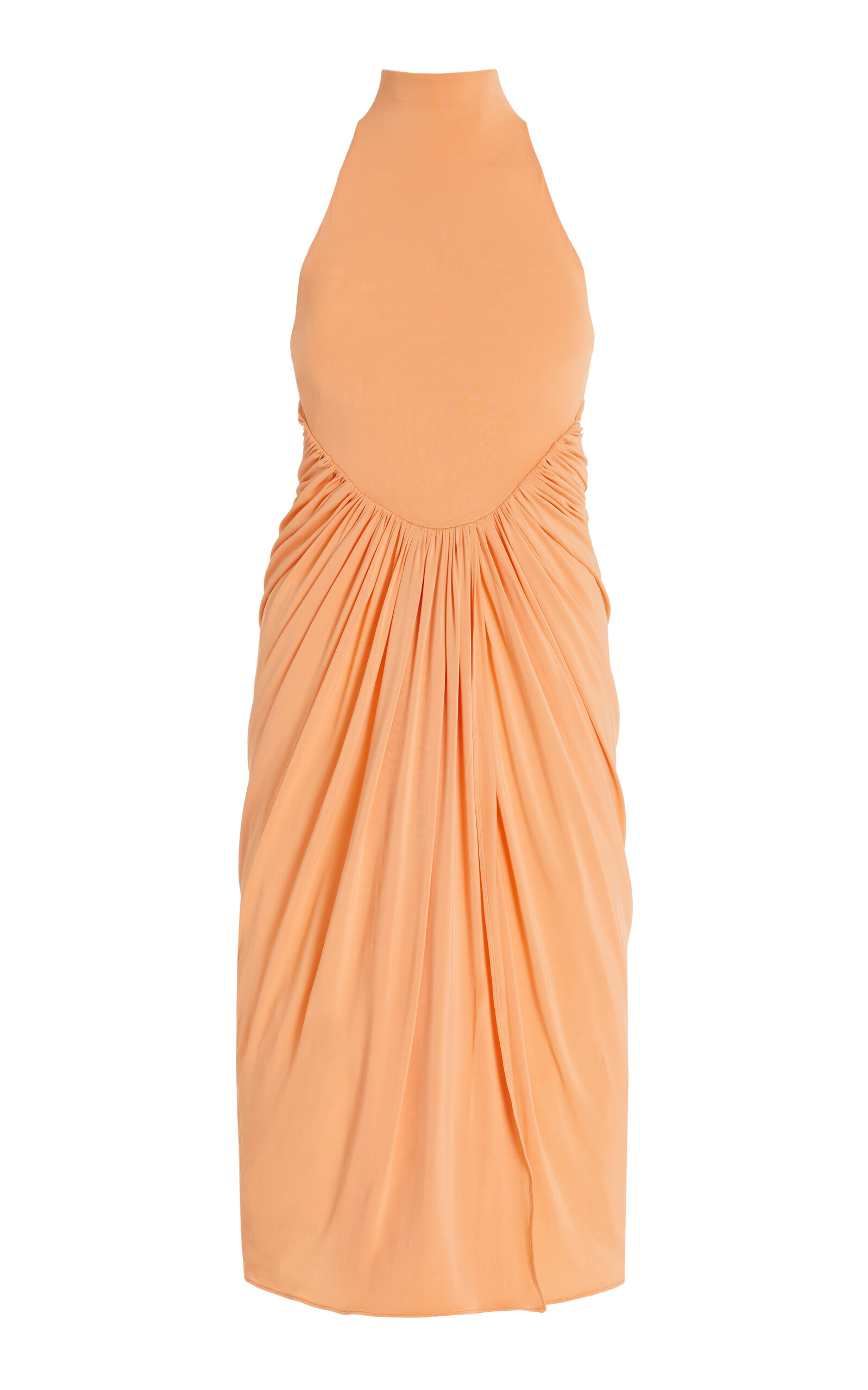 Shop Alaïa Gathered Jersey Maxi Dress In Orange