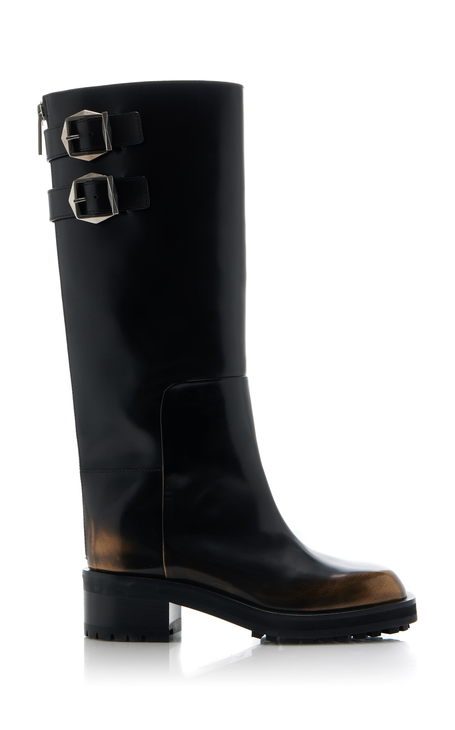 Shop Jimmy Choo Brooklyn Leather Knee Boots In Black