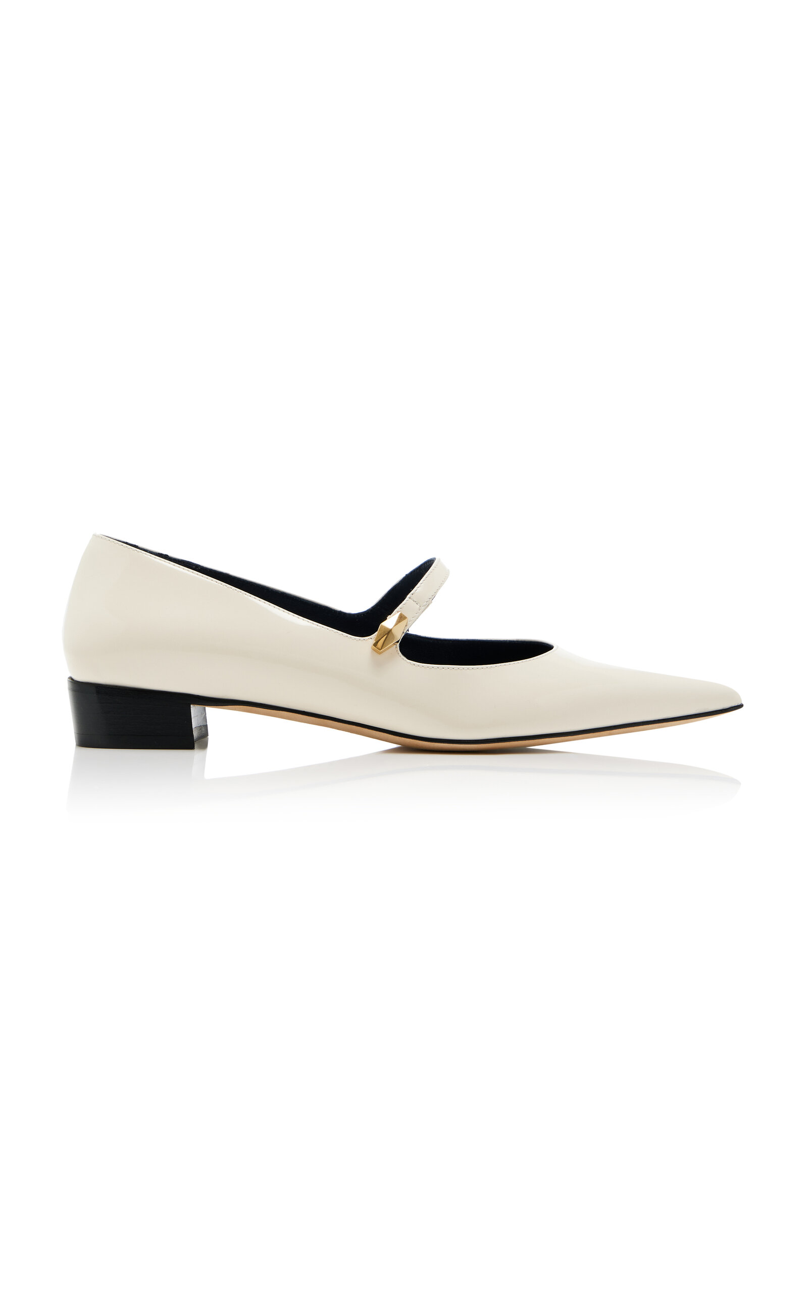 Shop Jimmy Choo Carolyn Leather Mary Jane Flats In White