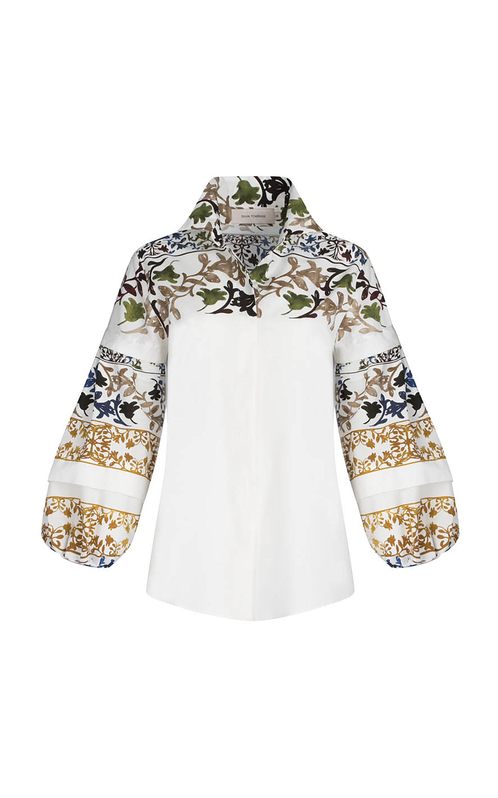 Silvia Tcherassi Emille Puff-sleeve Cotton Shirt In Multi