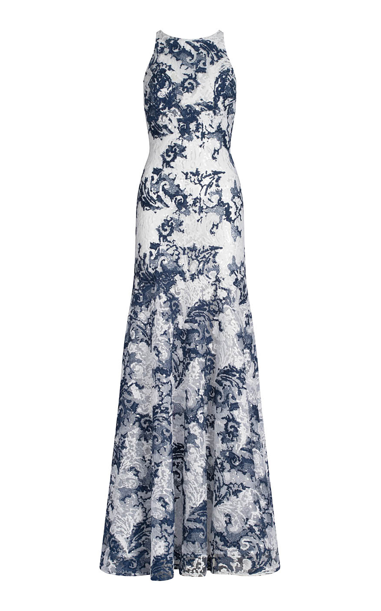 Silvia Tcherassi Chenoa Embroidered Lace Maxi Dress In Navy