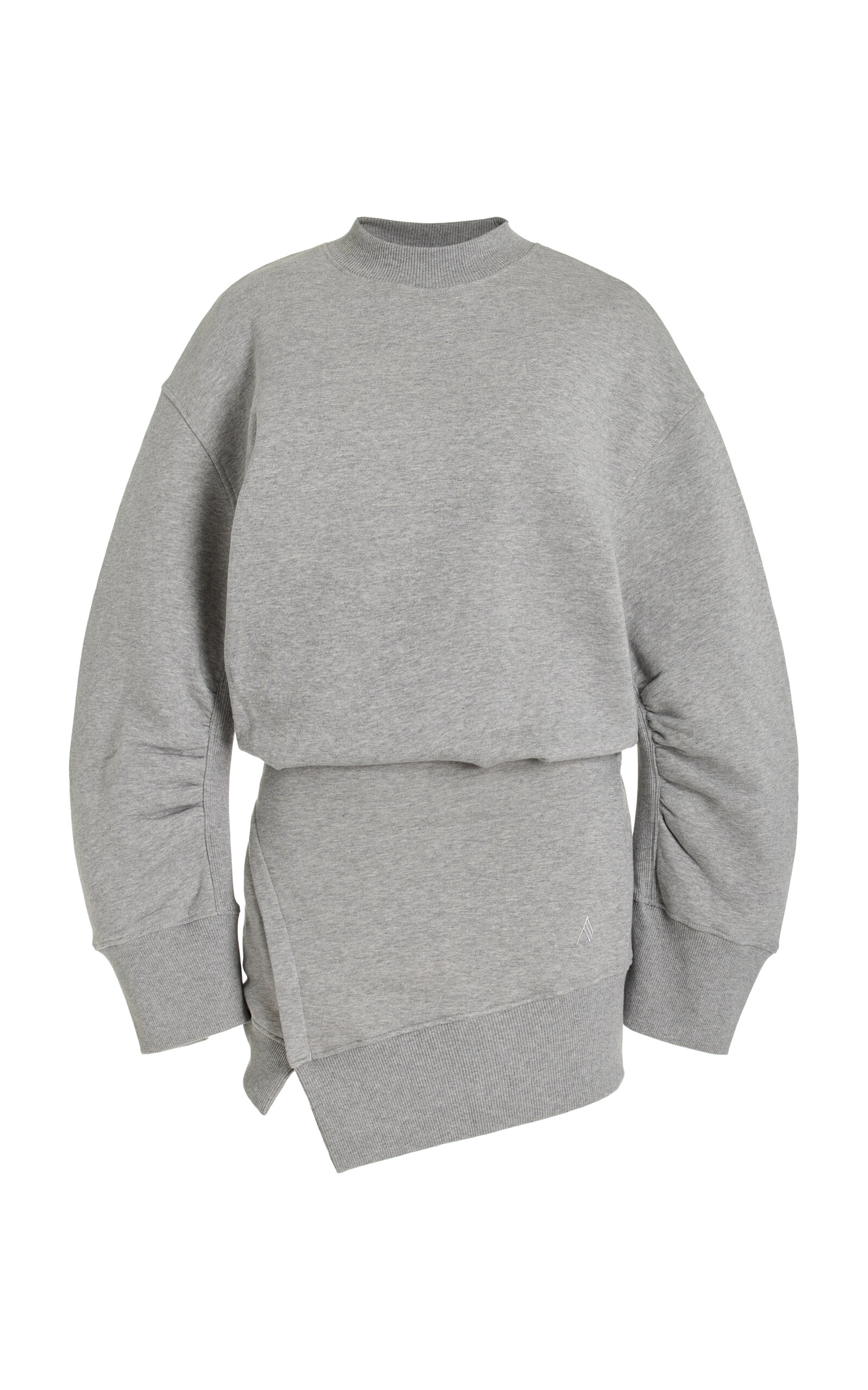 Shop Attico Cotton Fleece Sweatshirt Mini Dress In Grey