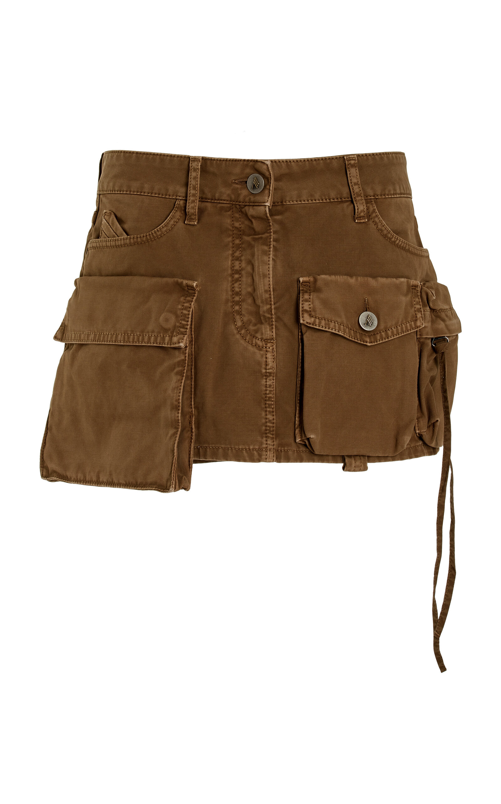 Shop Attico Denim Cargo Mini Skirt In Brown