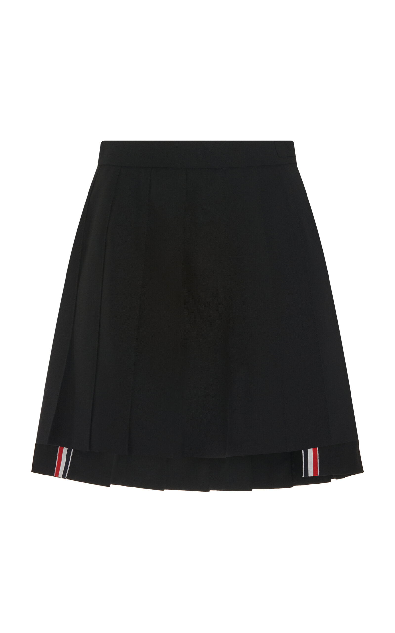 THOM BROWNE PLEATED WOOL-TWILL MINI SKIRT 