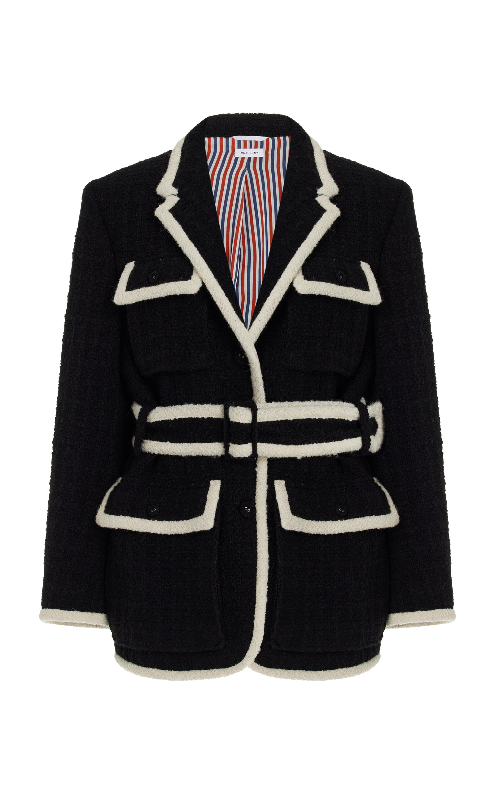 Shop Thom Browne Safari Belted Wool Jacket In Black