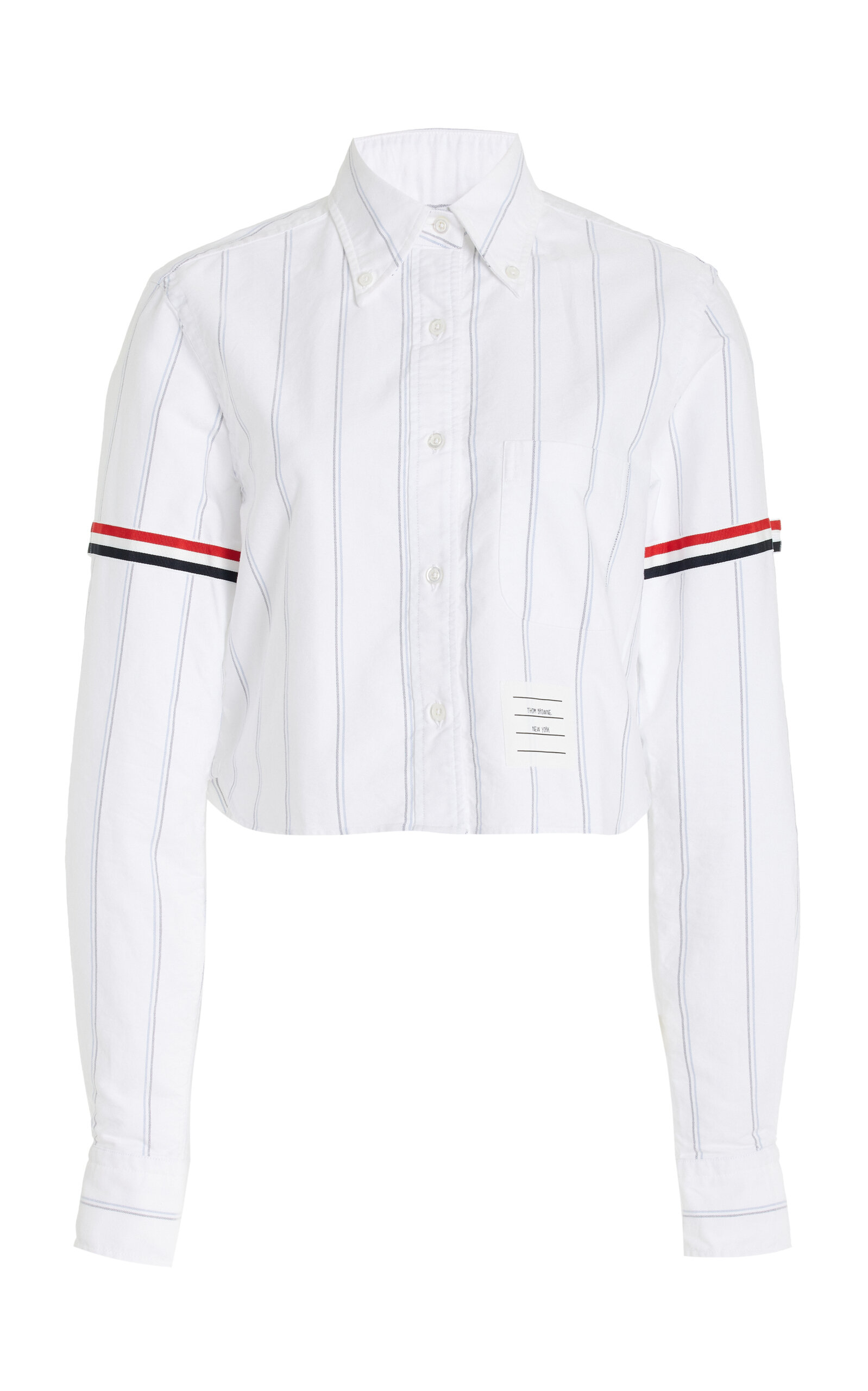 Shop Thom Browne Cropped Cotton Shirt In White