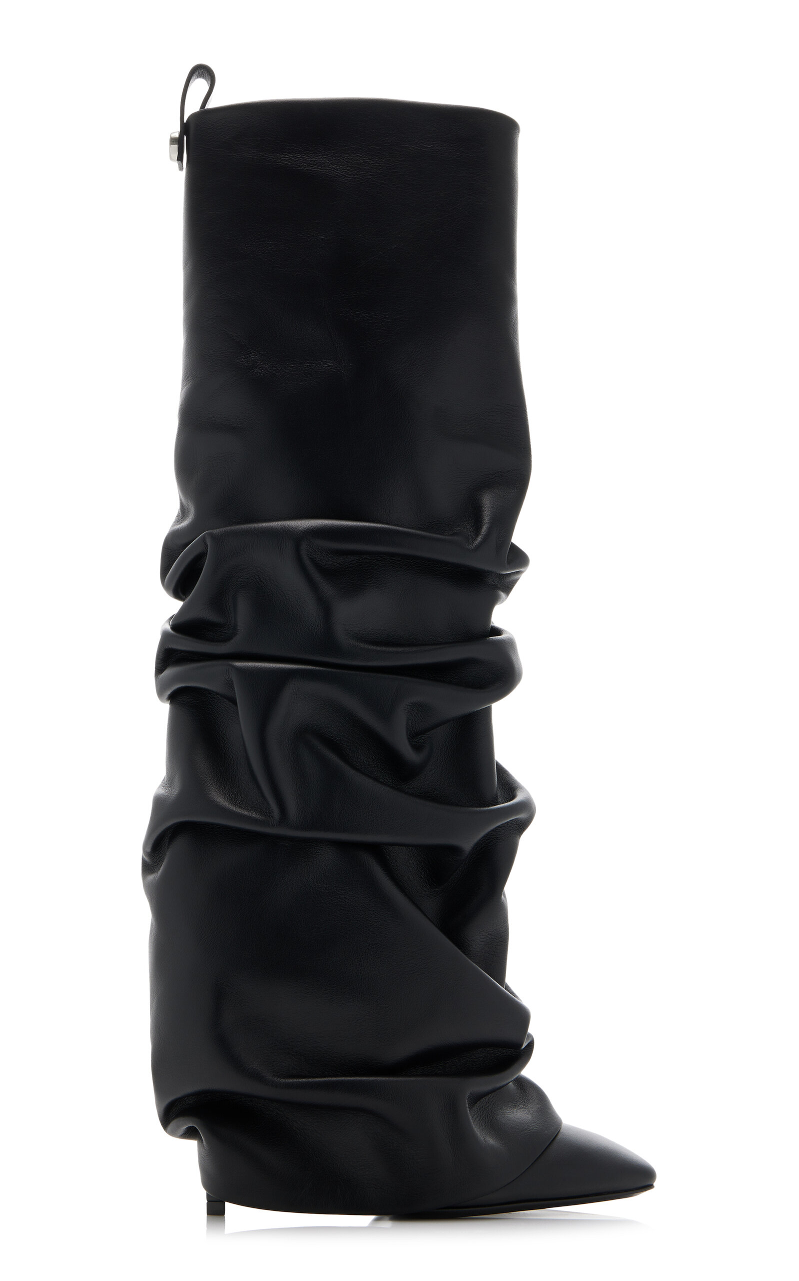 Shop Attico Rea Slouched Leather Boots In Black