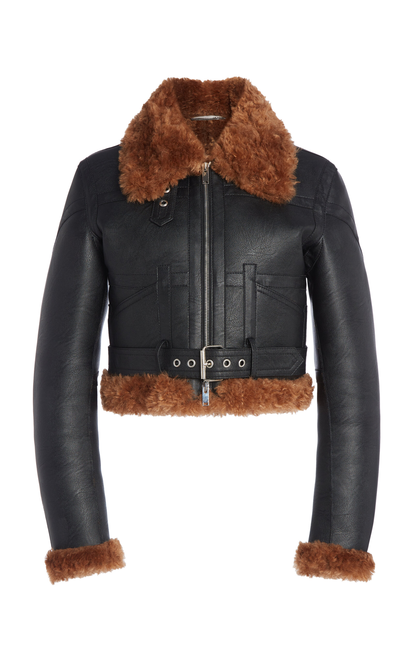 Stella Mccartney Fitted Eco-leather Aviator Jacket In Black