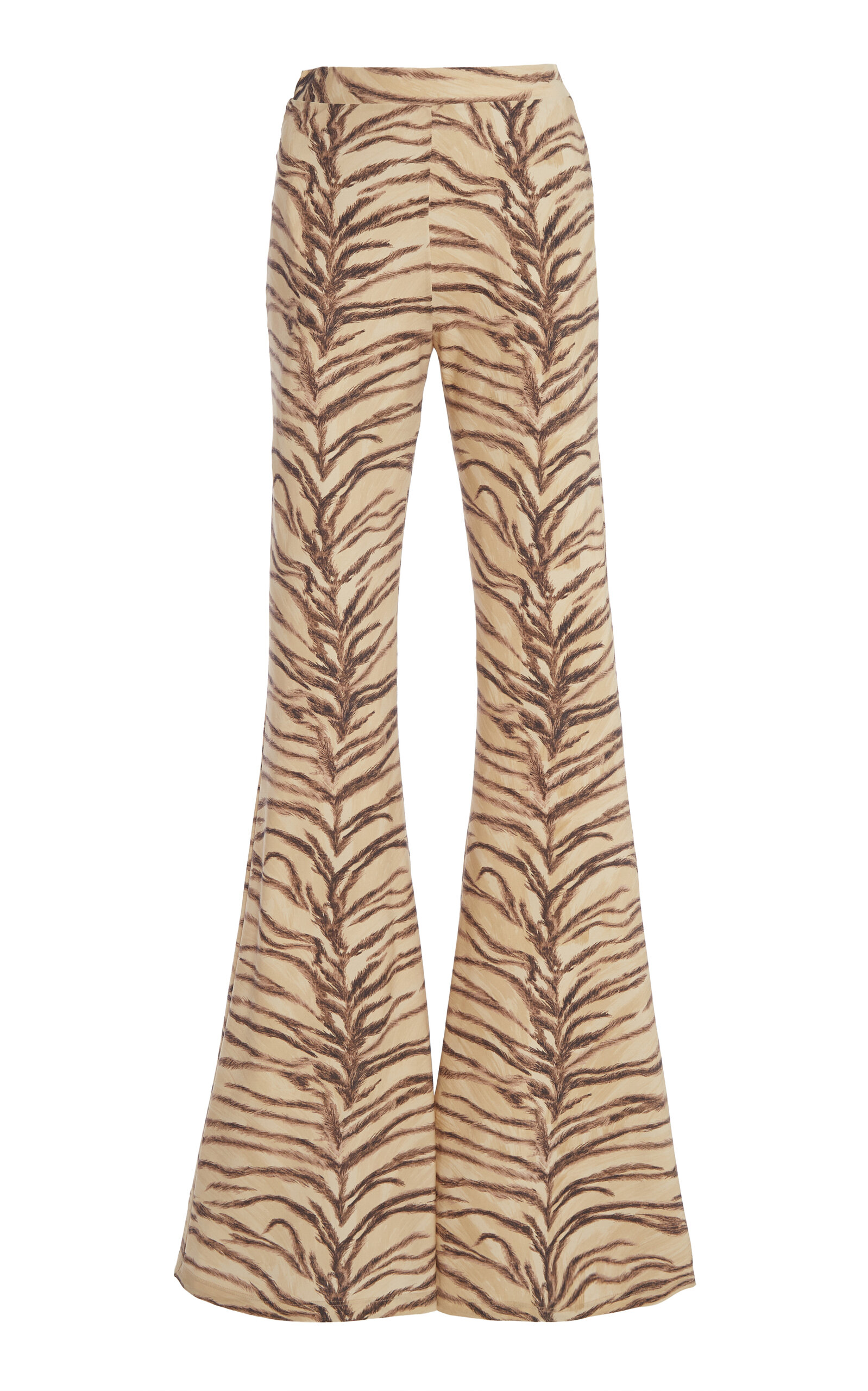 Shop Stella Mccartney Tiger-print Jersey Flare Pants