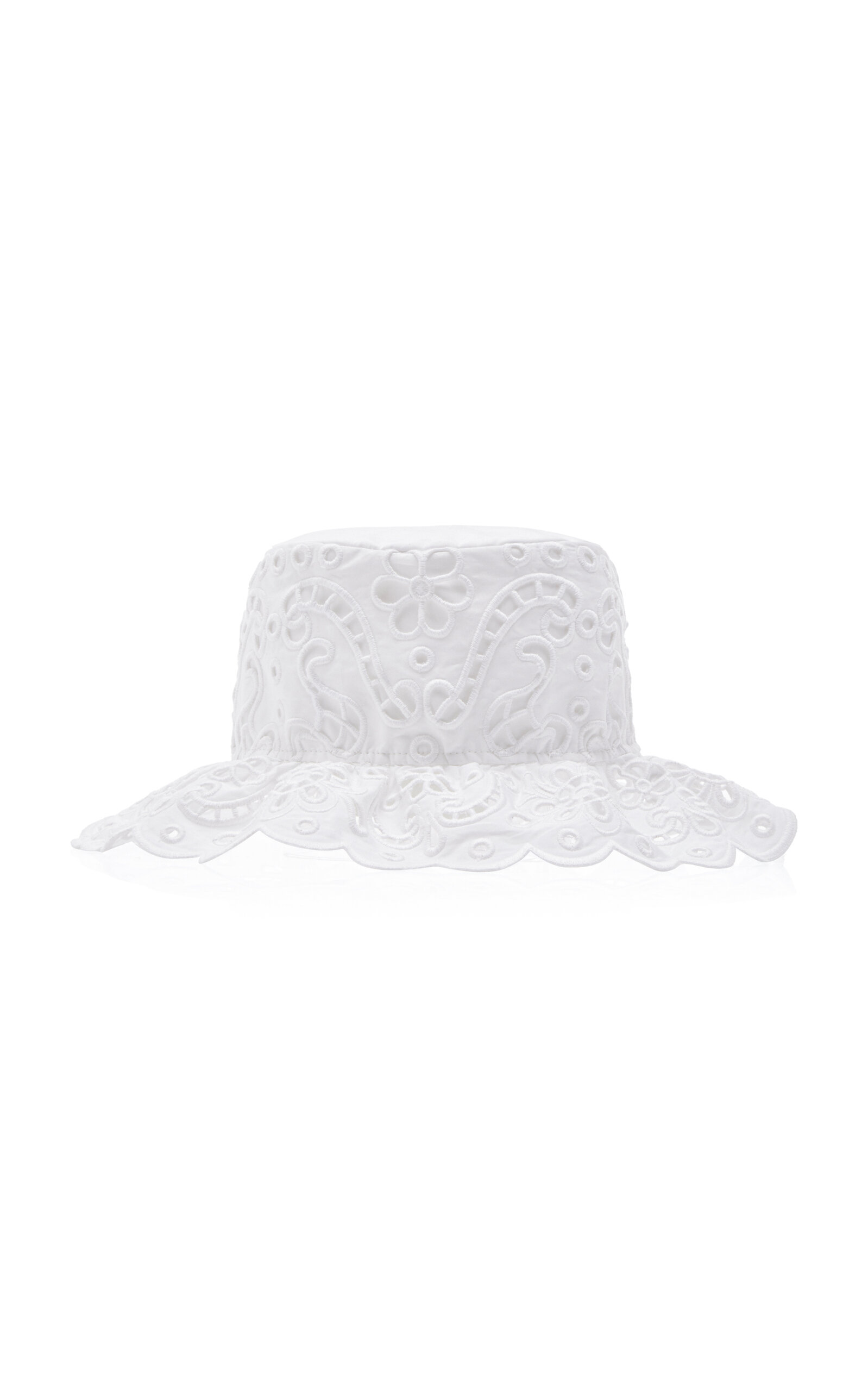 Shop Dolce & Gabbana Broderie Anglaise Cotton Poplin Bucket Hat In White