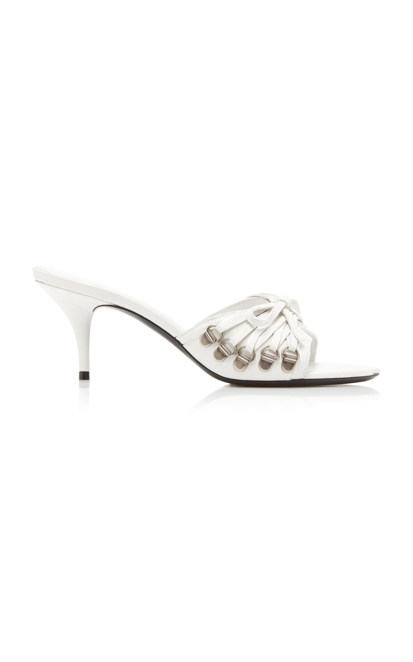 Shop Balenciaga Cagole Leather Corset Sandals In White